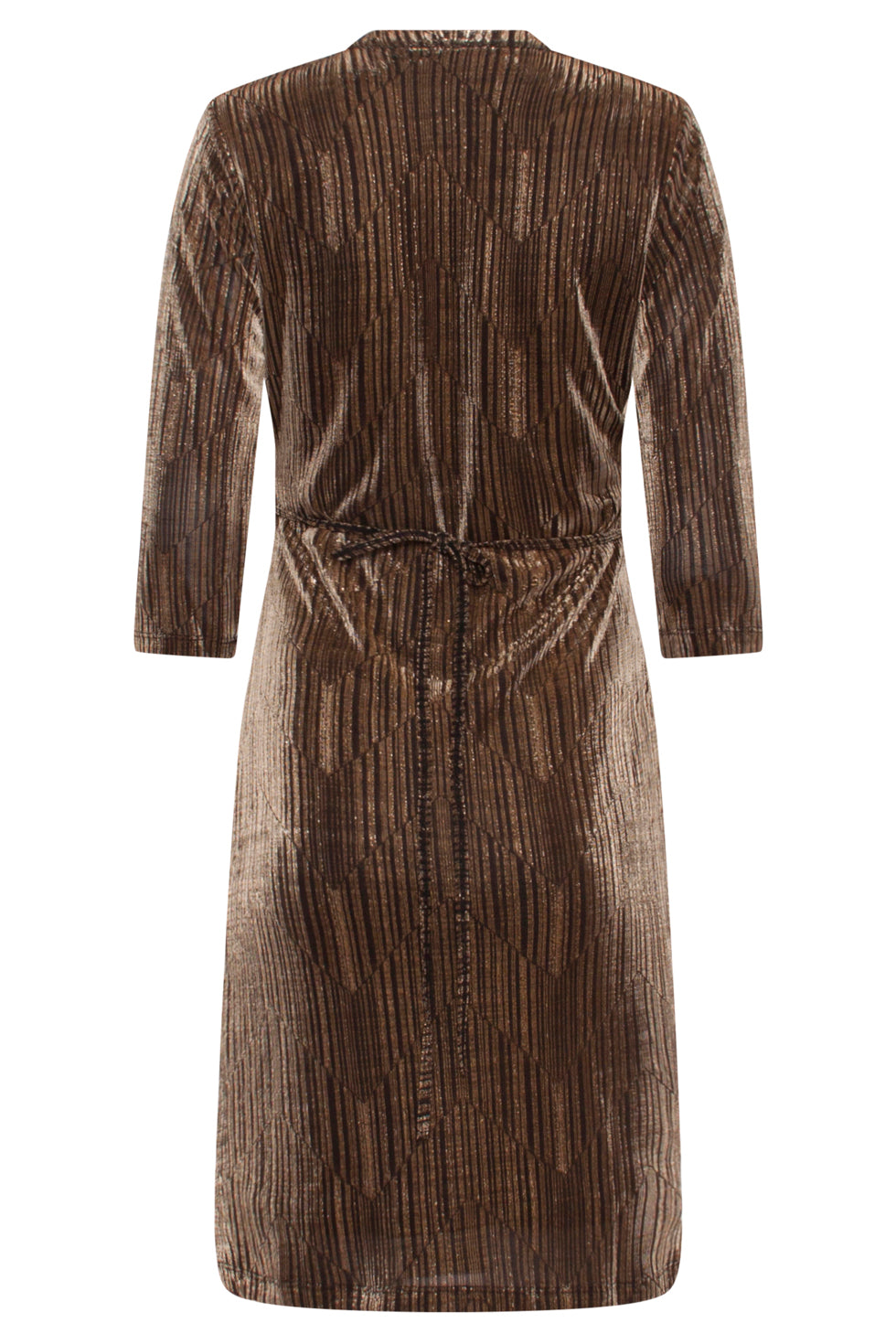 23730-025 Glitter V-Hals Jurk | Gold