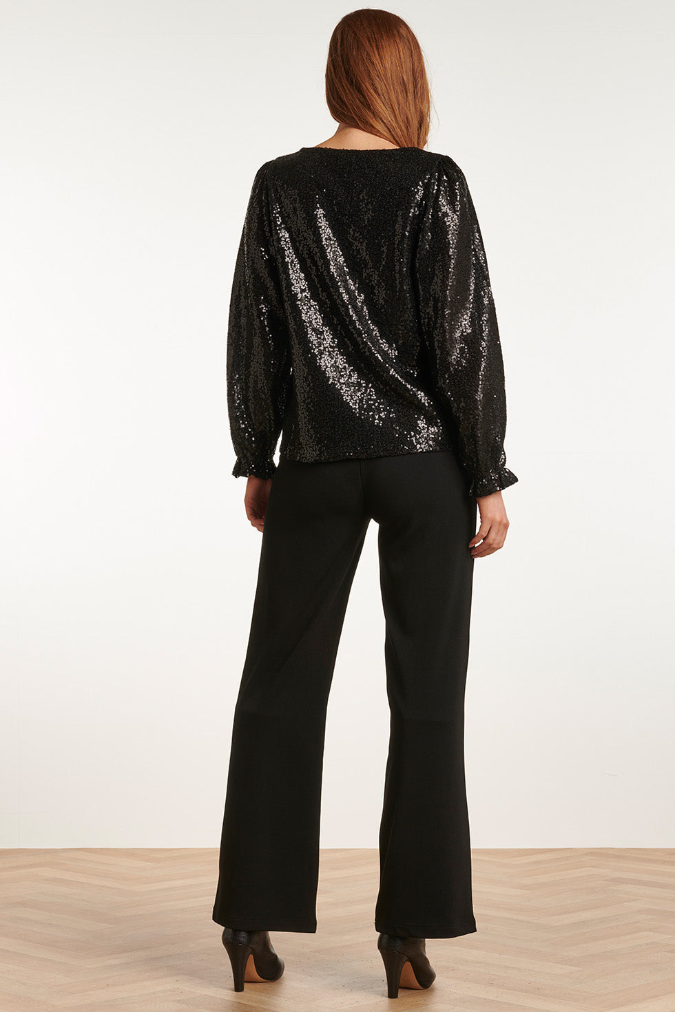 23740-999 e Glitter V-Hals Top Voor Dames | Black