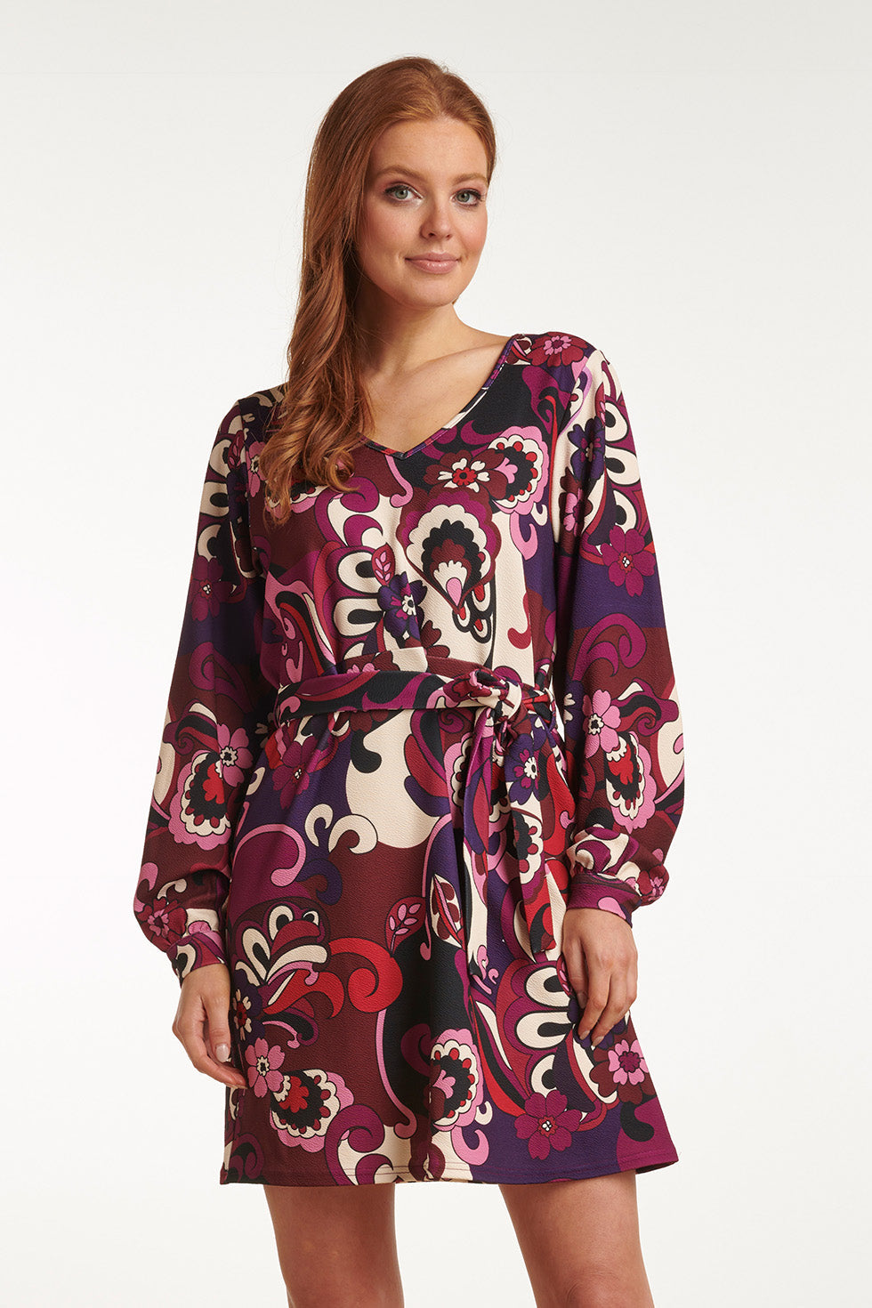 23741-380-998 Multi e Bloemenprint V-Hals Jurk Voor Dames | Purple - Muticolour