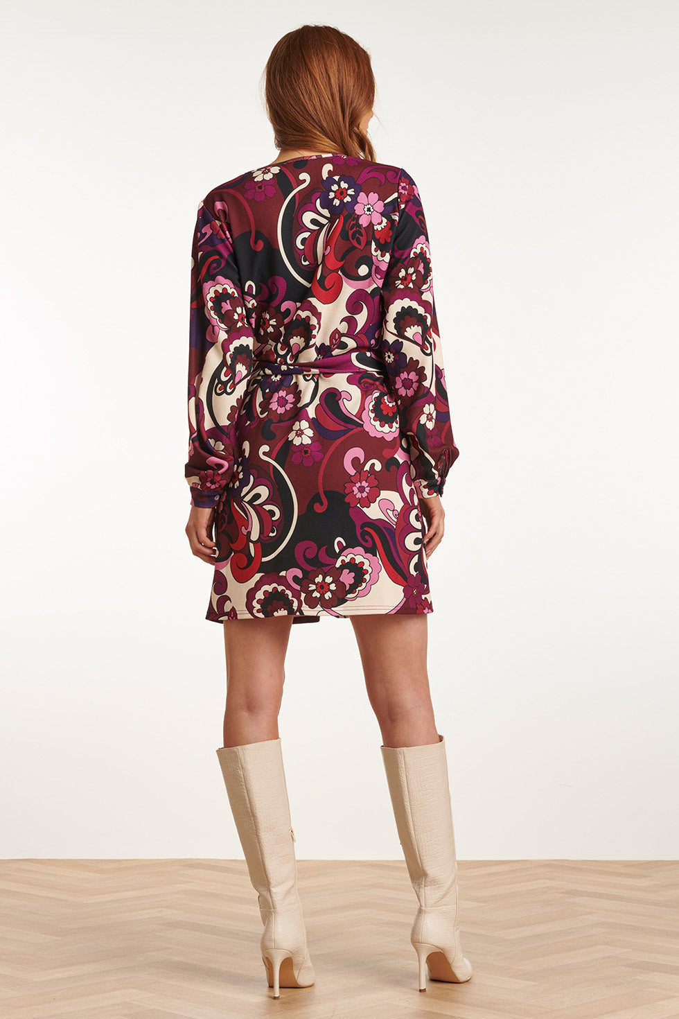 23741-380-998 Multi e Bloemenprint V-Hals Jurk Voor Dames | Purple - Muticolour