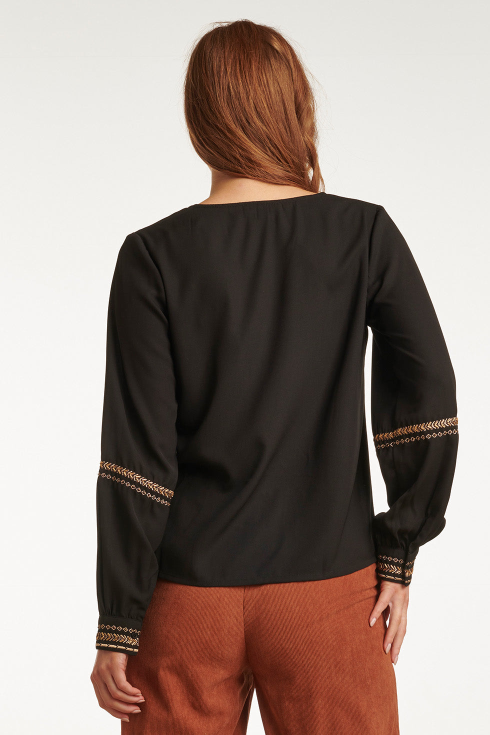 23758-999-025 V-Hals Top Voor Dames | Black - Gold