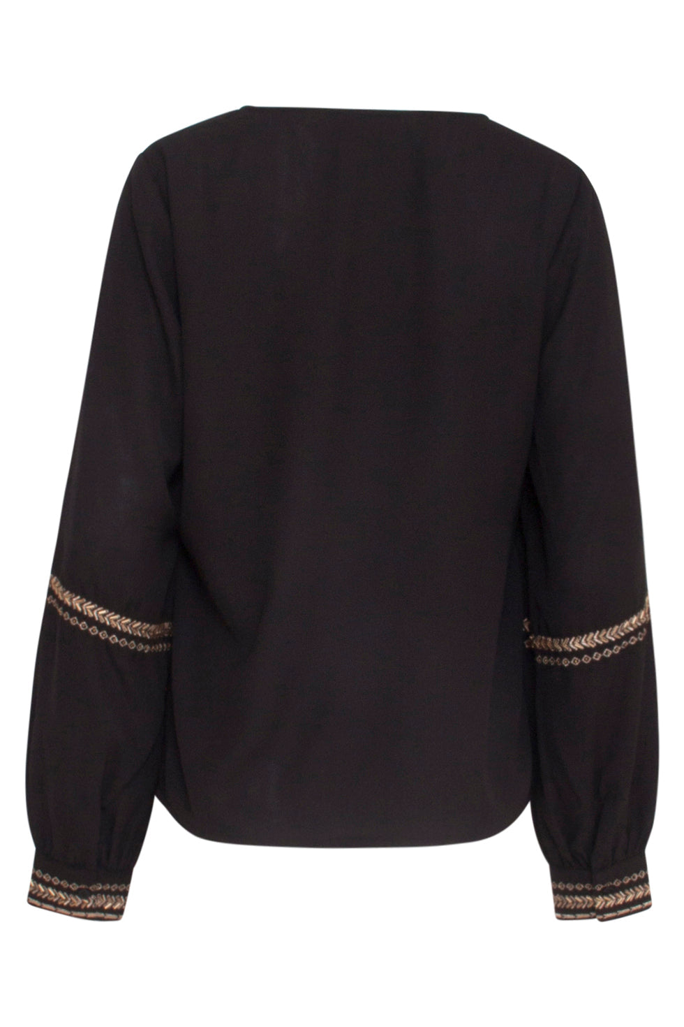 23758-999-025 Zwart En Gouden V-Hals Top Voor Dames