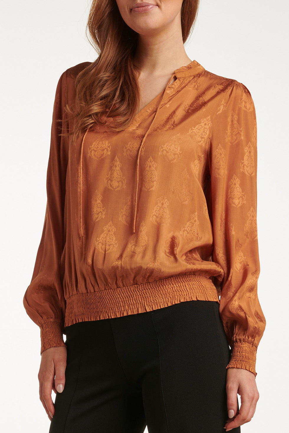 23761-240 Mosterd V-Hals Top Voor Dames | Mustard