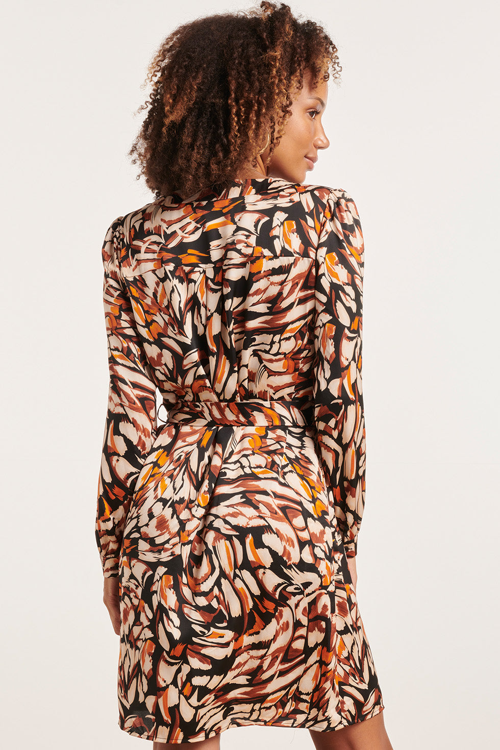 23809 Damesmode: Multi Abstracte Print V-Hals Jurk | Muticolour