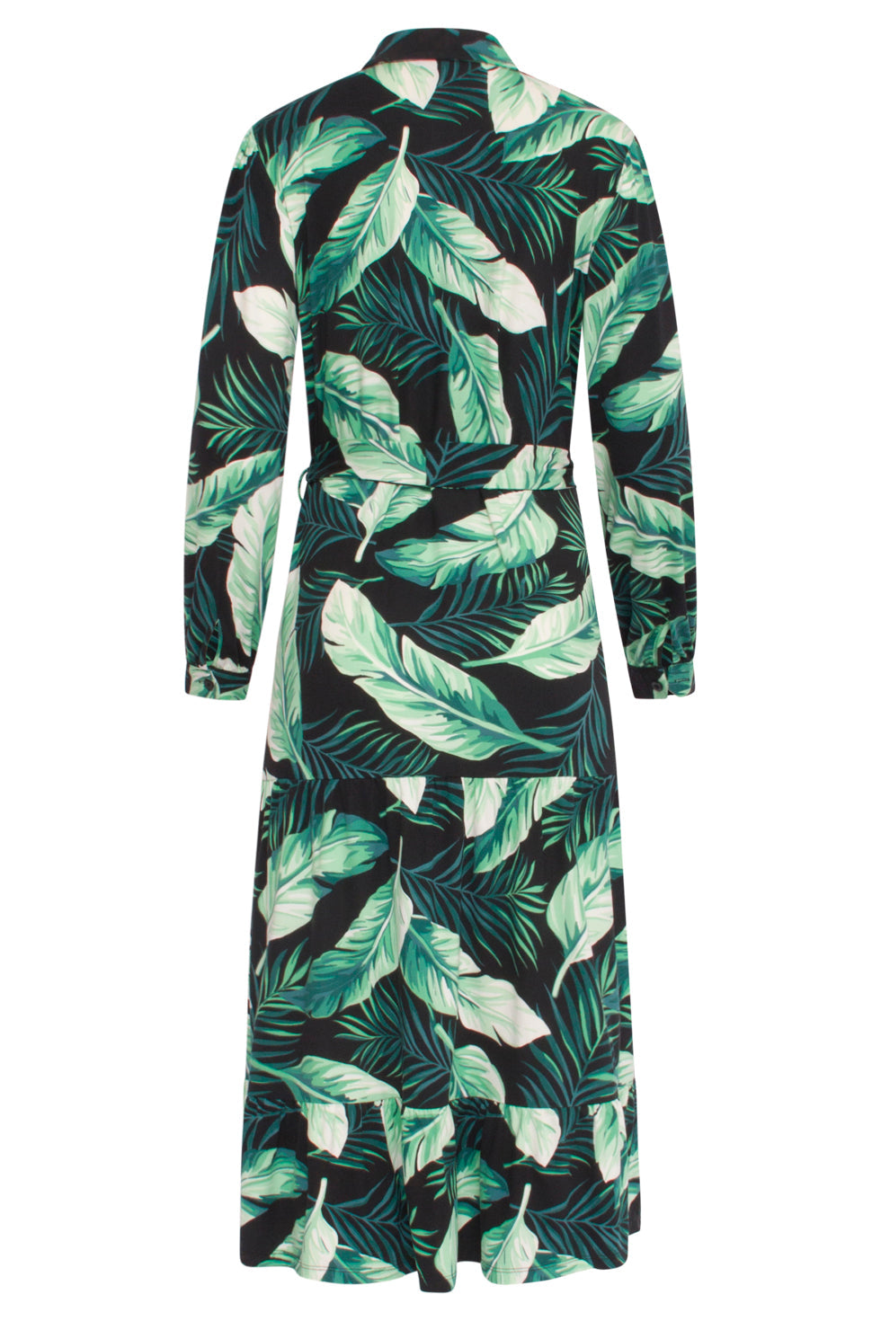 23812 Multi Bladerprint V-Hals Jurk | Black - Green