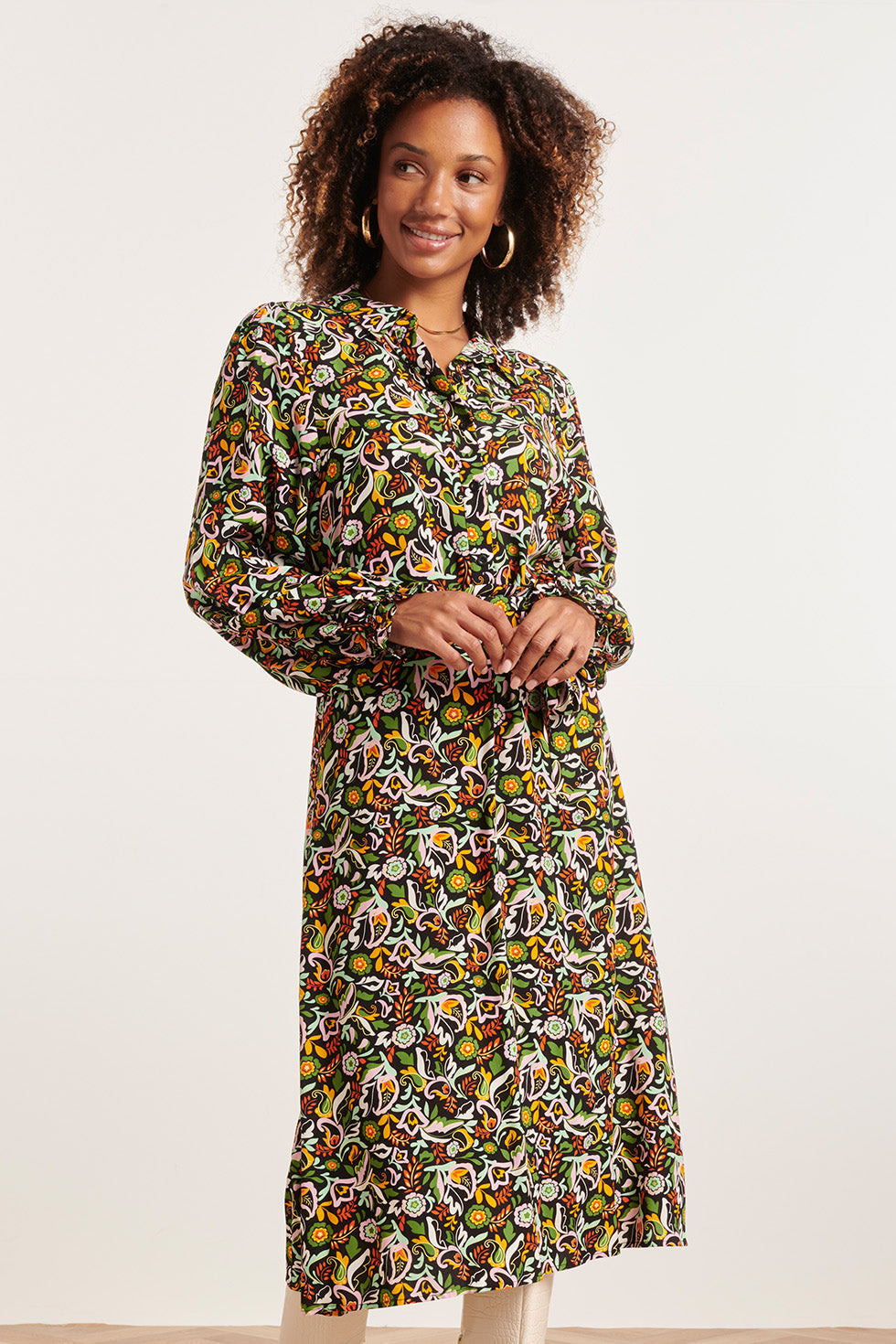 23815 Multi Bloemenprint V-Hals Jurk | Muticolour