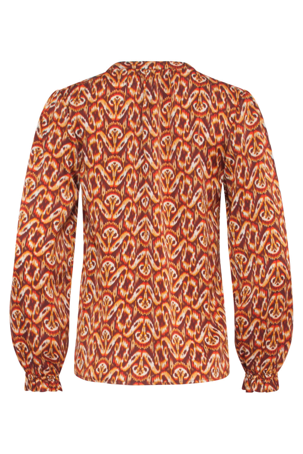 23817 - Abstracte Print V-Hals Top | Brown - Orange