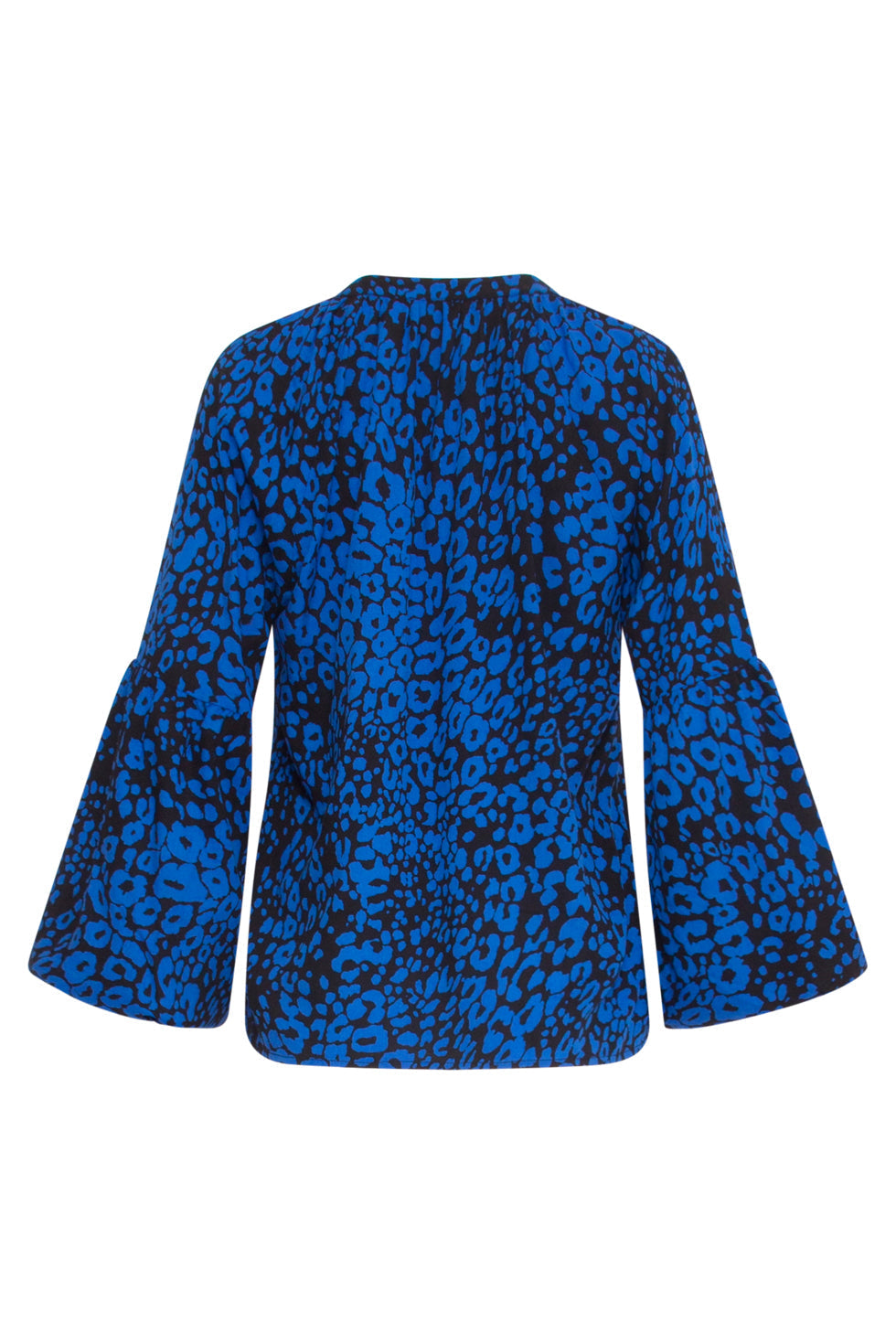 23826 V-Hals Top Met Wijd Uitlopende Mouwen | Black - Cobalt