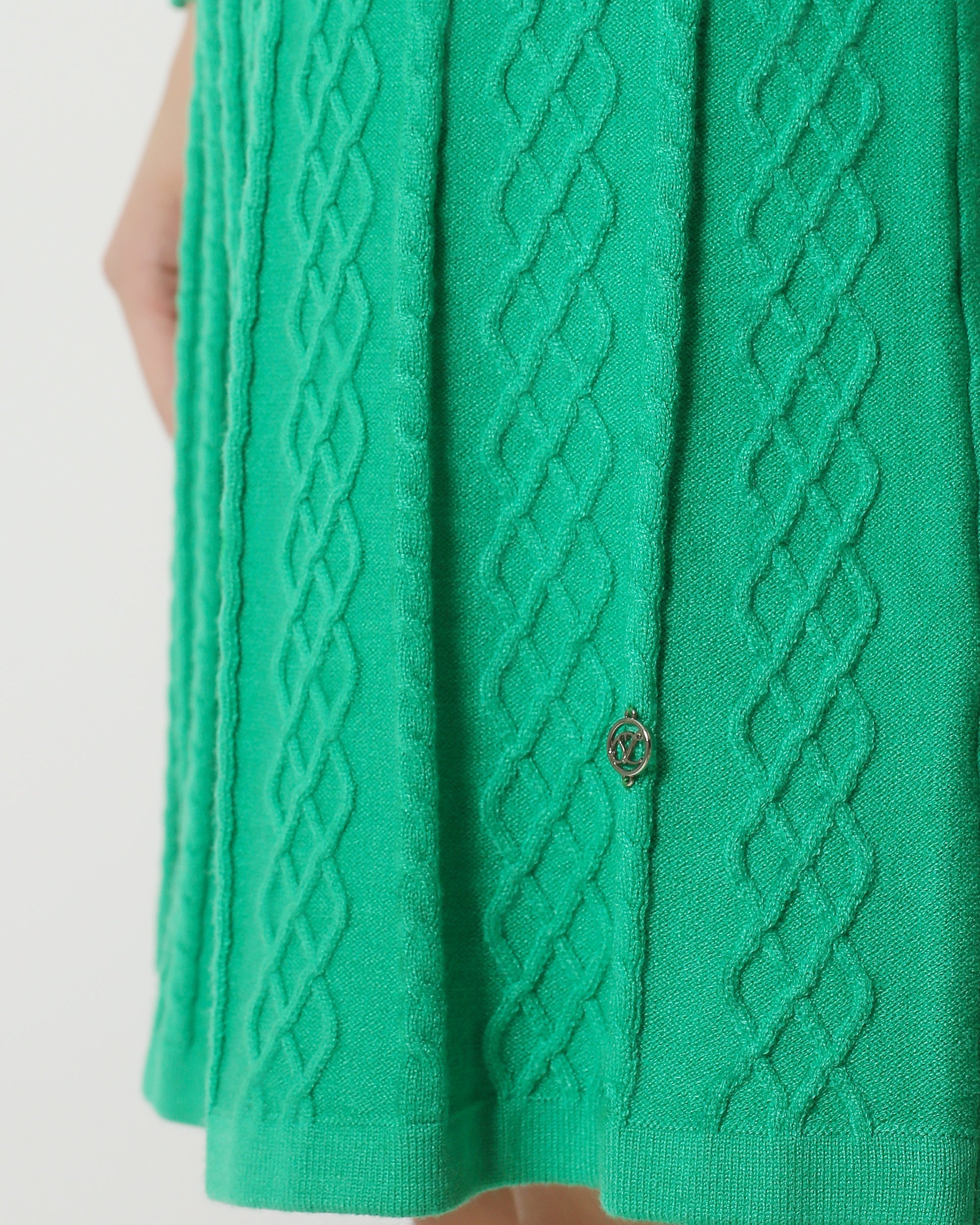 23828 Ronde Hals Jurk Met Wijd Uitlopende Rok | Soft Green