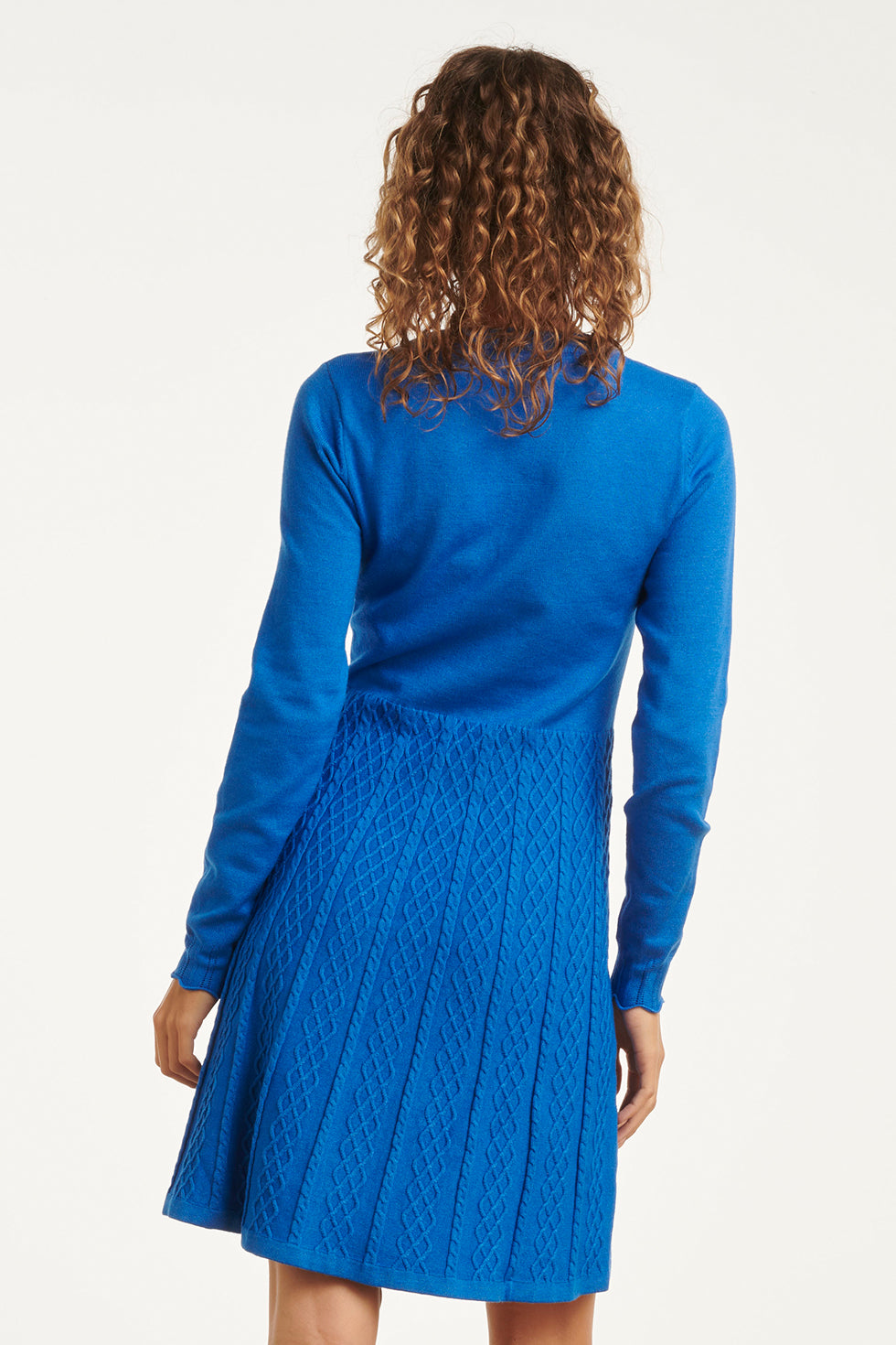 23829 Kobalt Ronde Hals Jurk Met Uitlopende Rok | Sky Blue