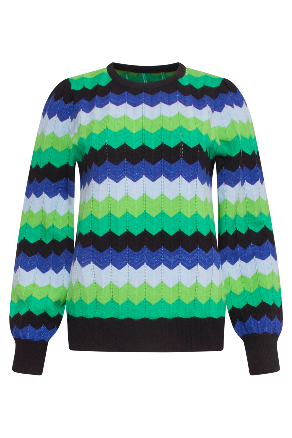 23832 Multi Zigzag Print Ronde Hals Top | Muticolour