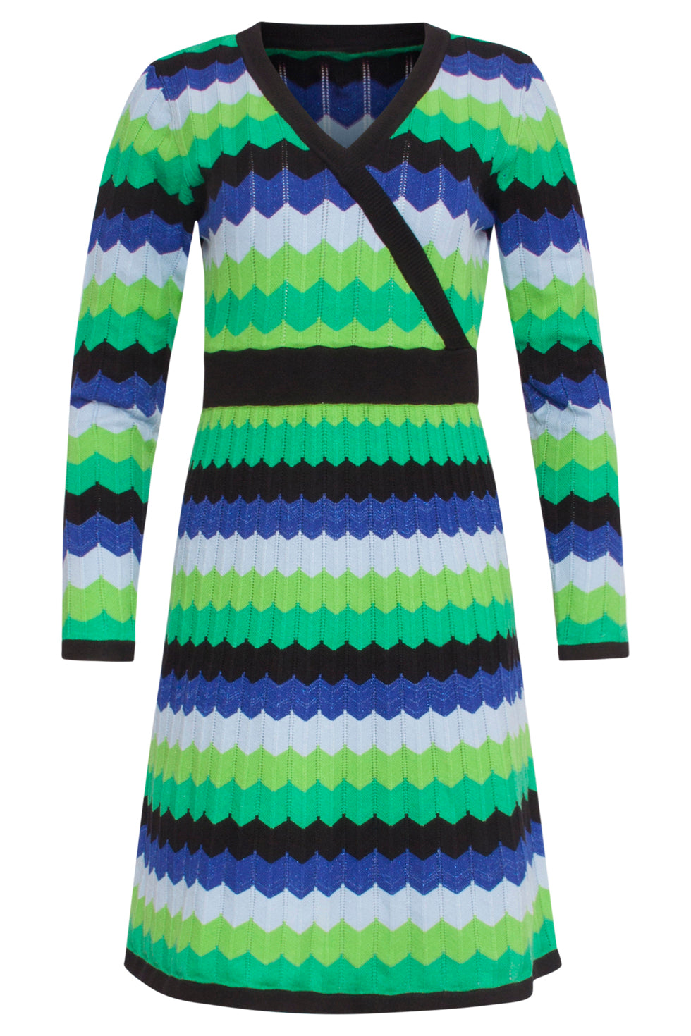 23833 Multi Zigzag Print V-Hals Jurk | Muticolour