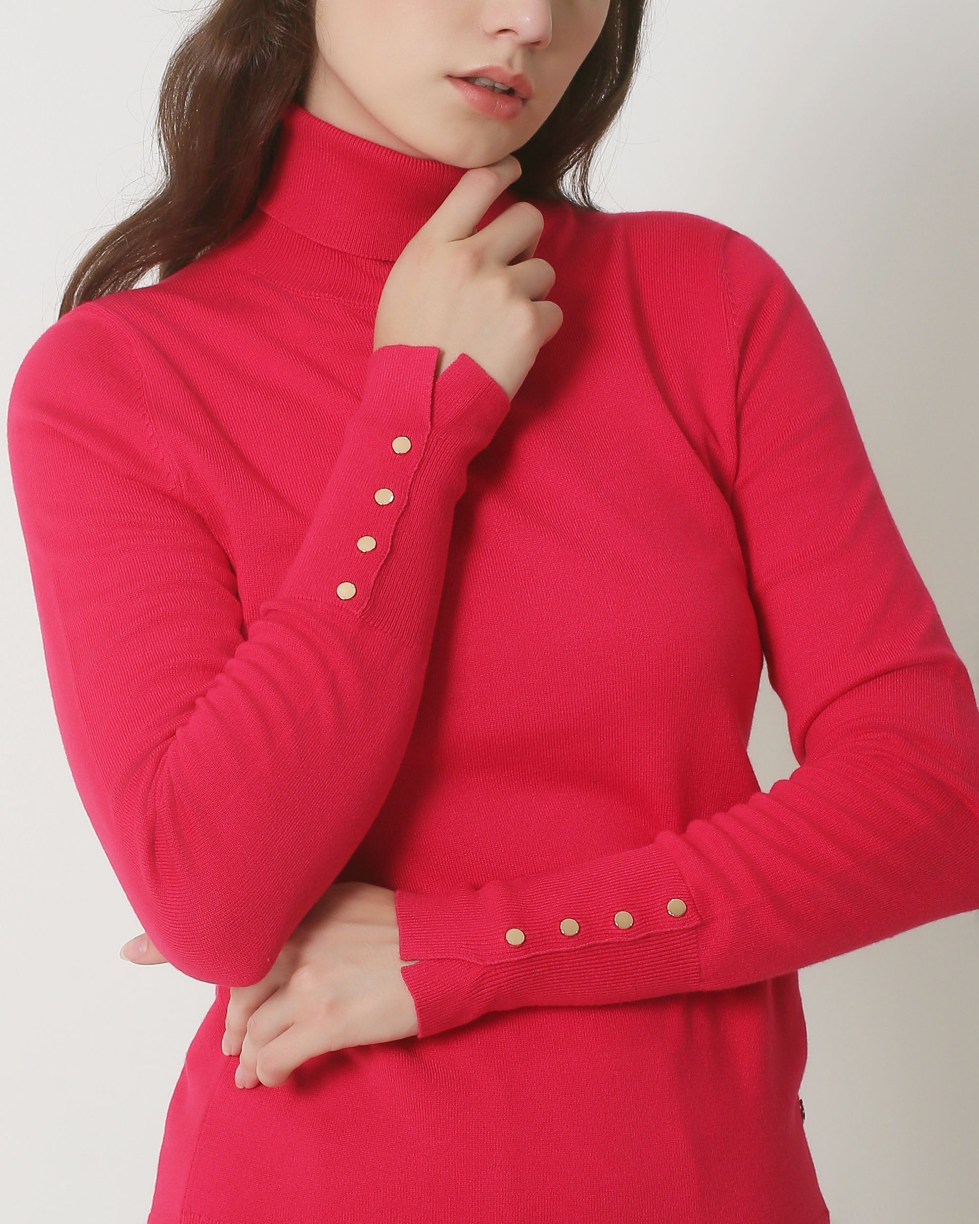 23836 Turtle Neck Top | Fuchsia