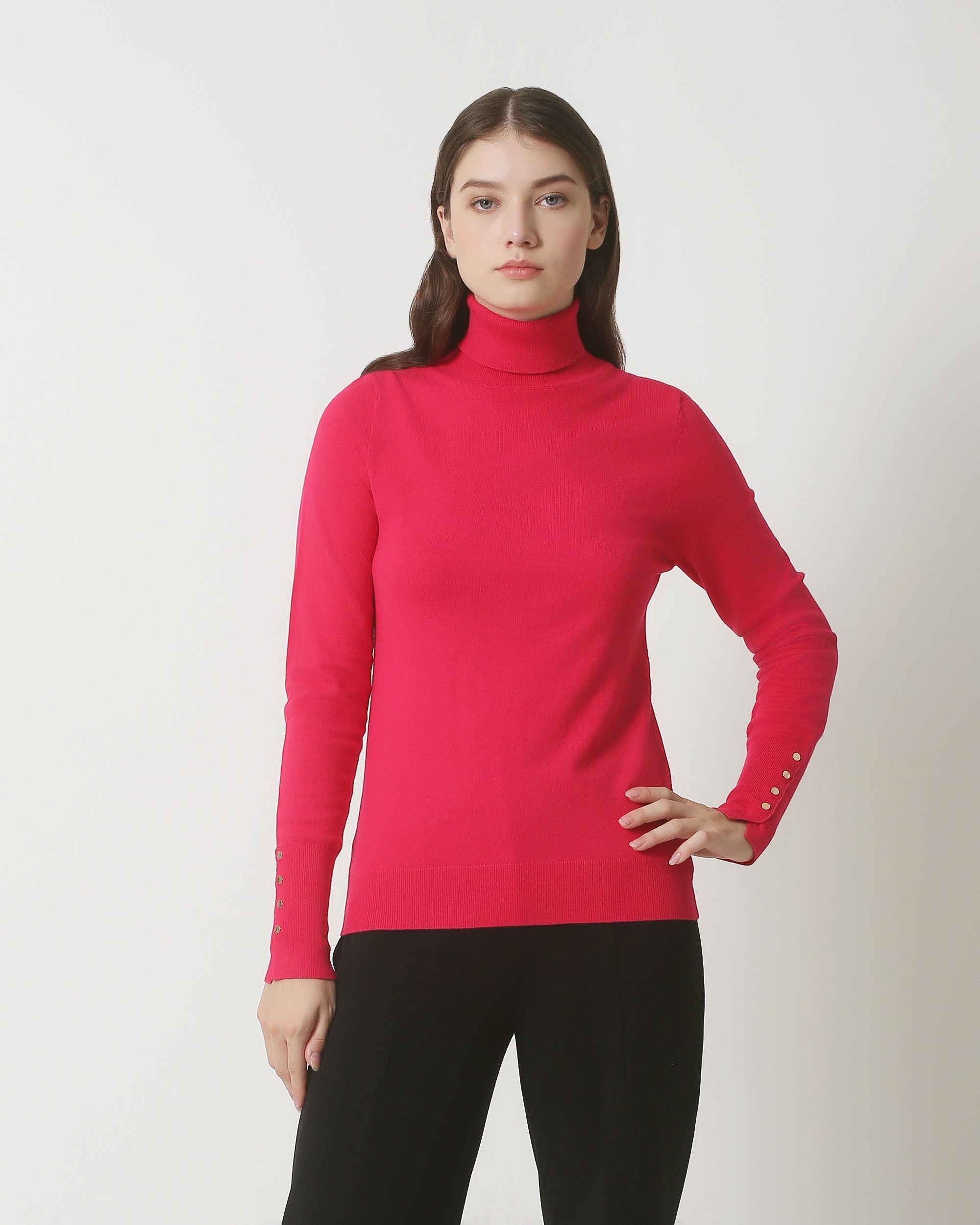 23836 Turtle Neck Top | Fuchsia