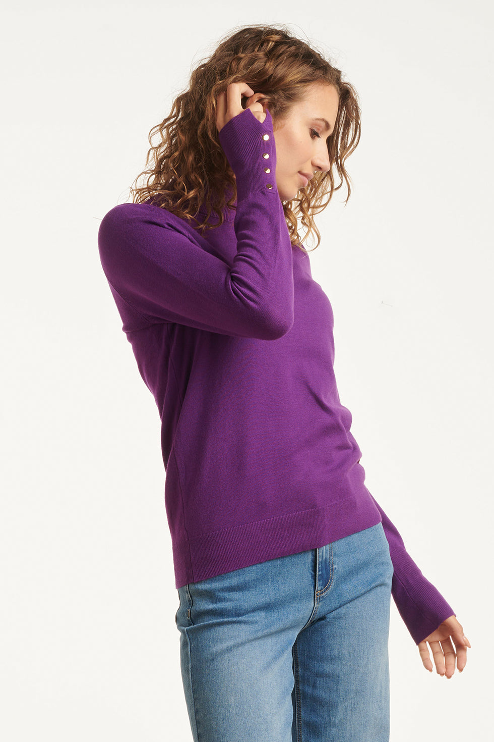 23837 Paarse Turtle Neck Top | Purple