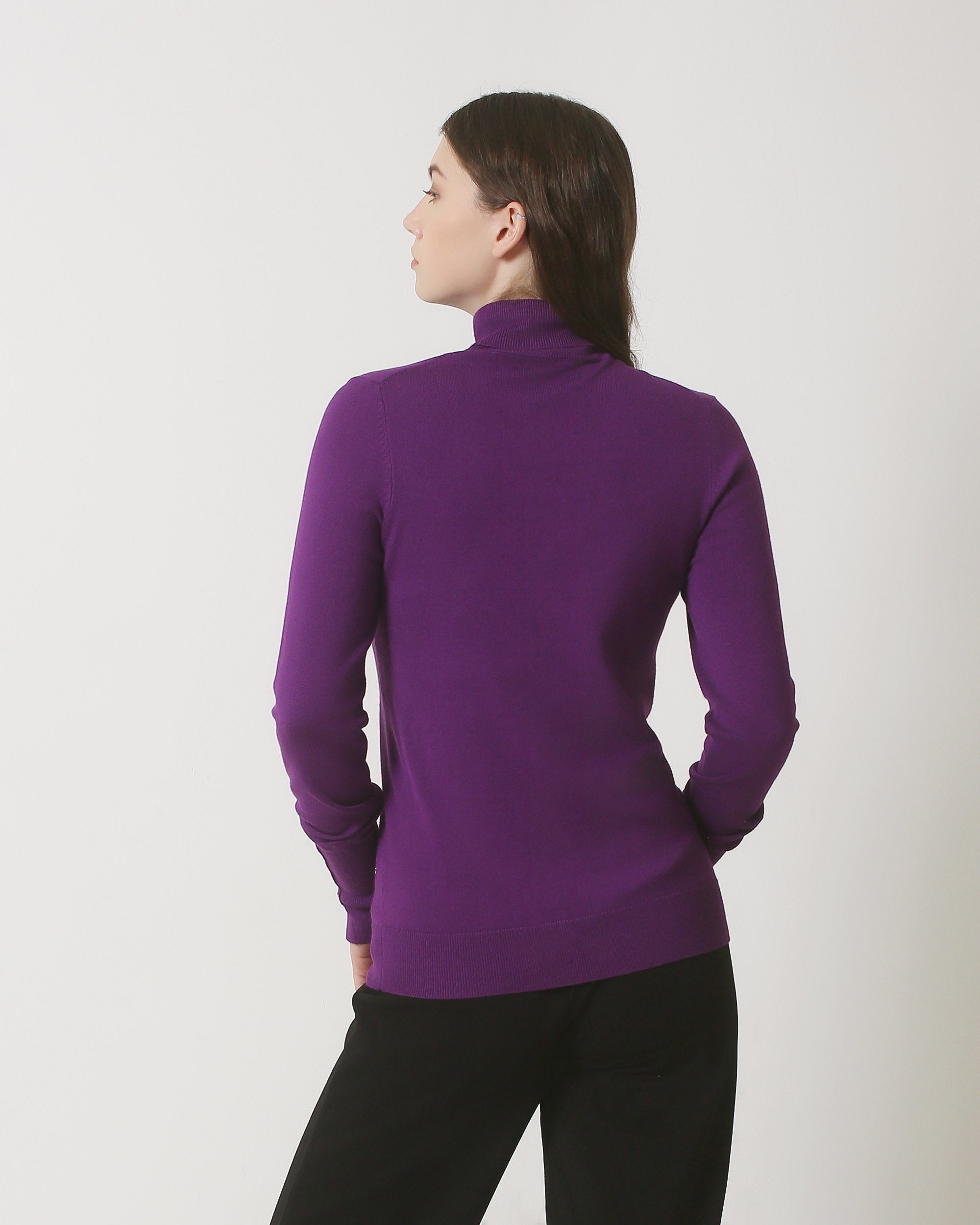 23837 Paarse Turtle Neck Top | Purple