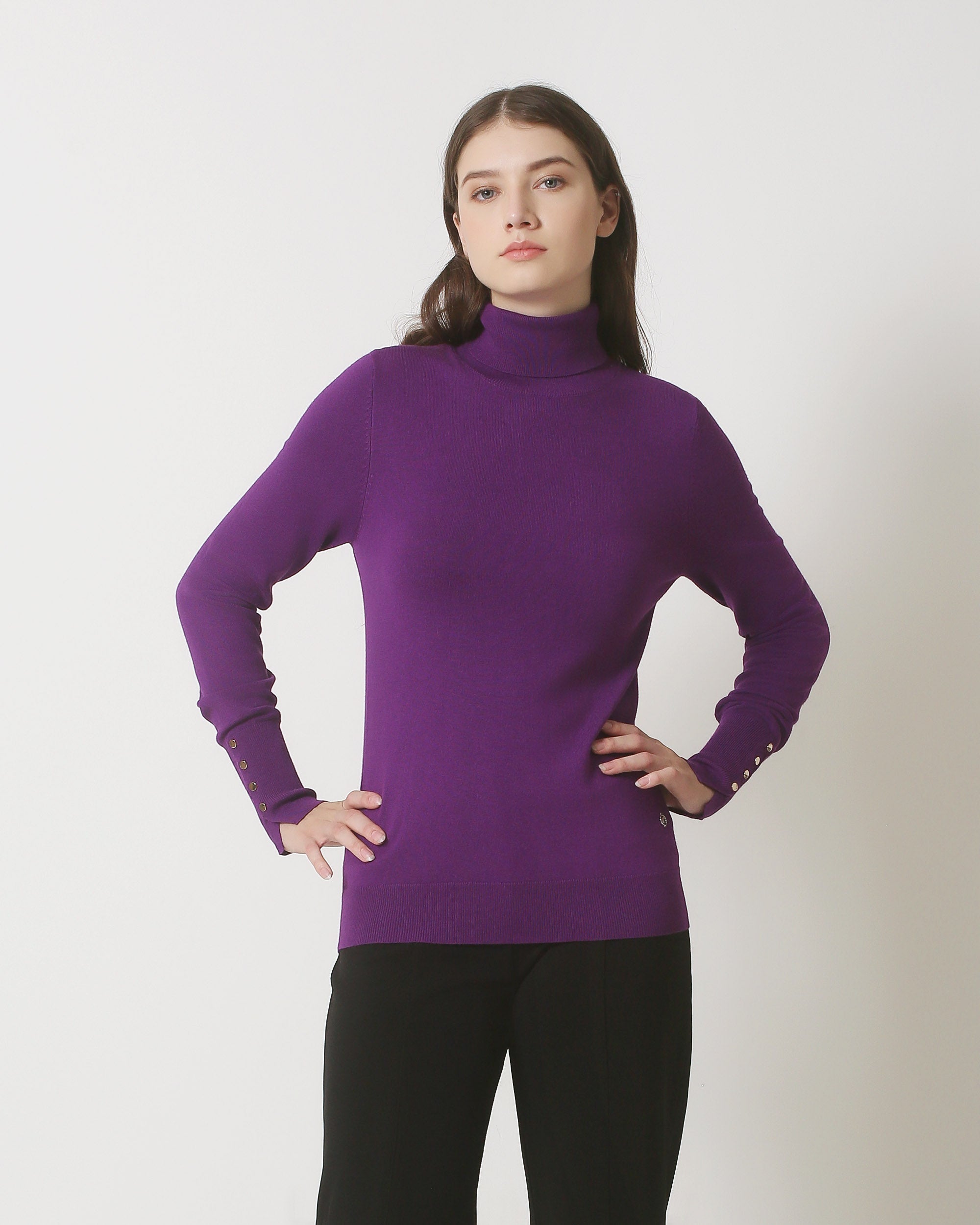 23837 Paarse Turtle Neck Top | Purple