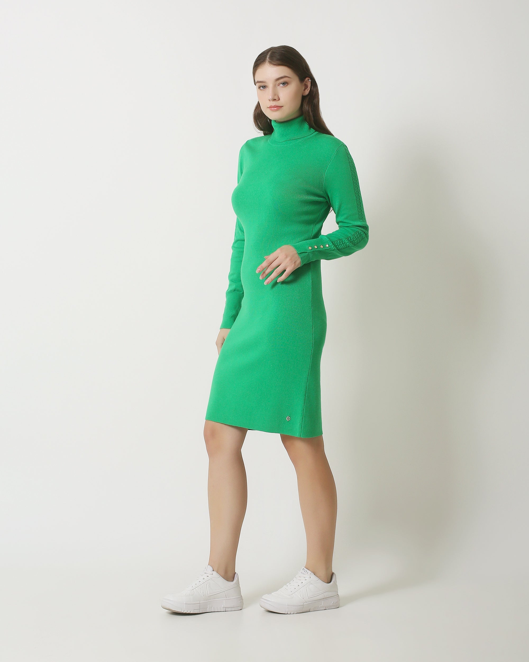 23841 Turtle Neck Jurk | Green