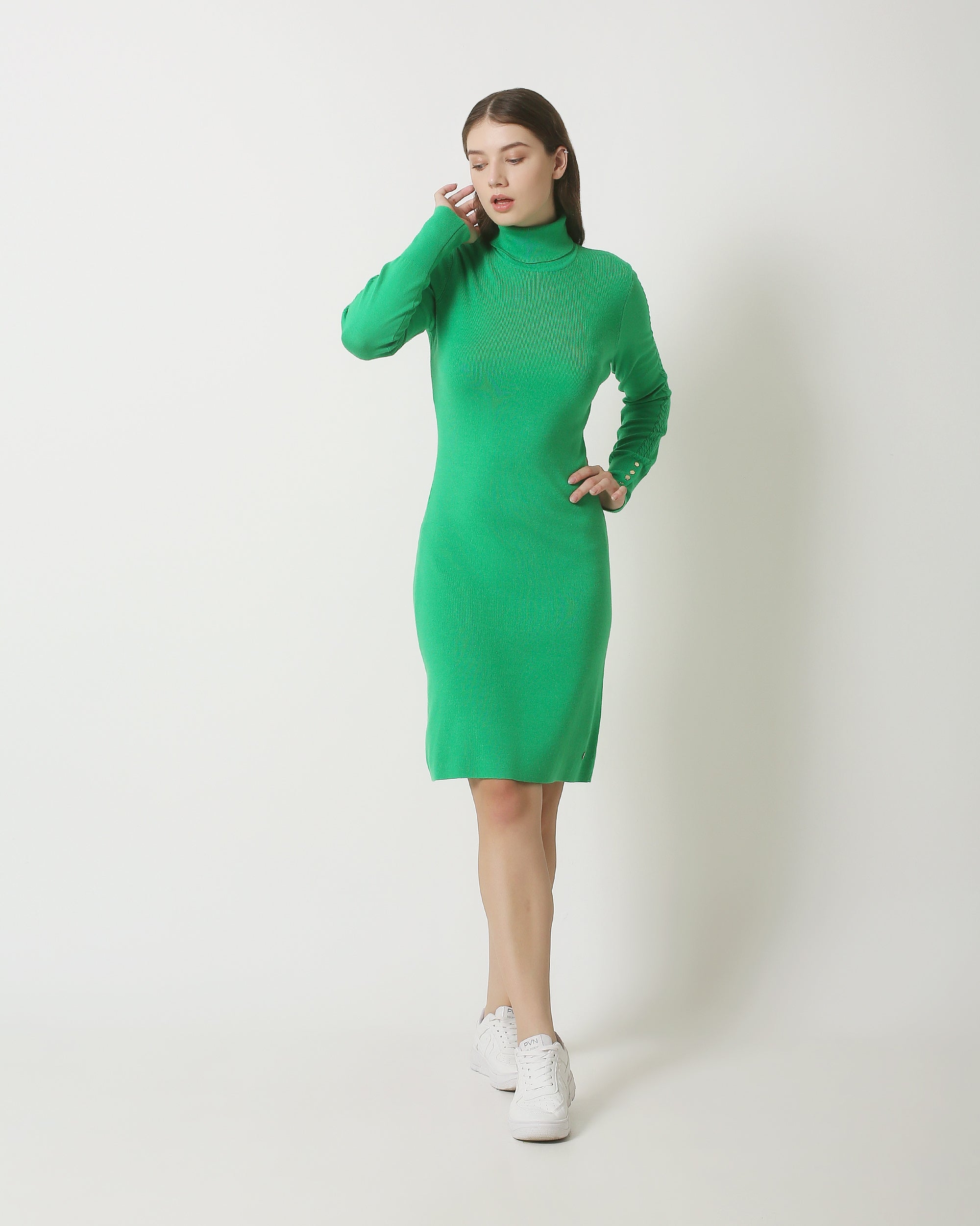 23841 Turtle Neck Jurk | Green