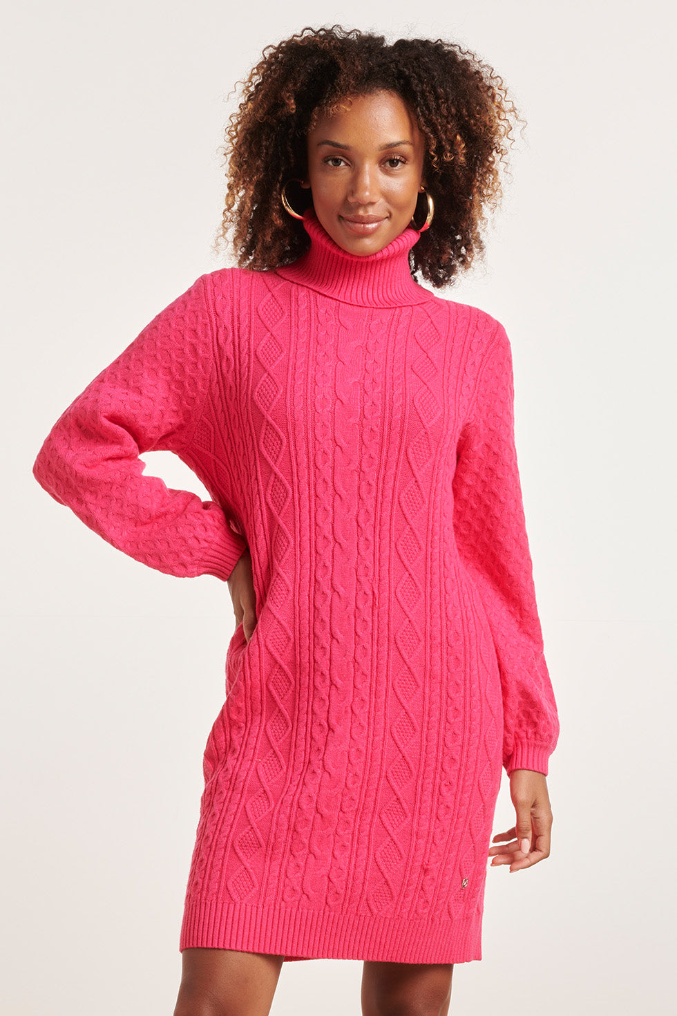 23842 Turtle Neck Jurk | Fuchsia