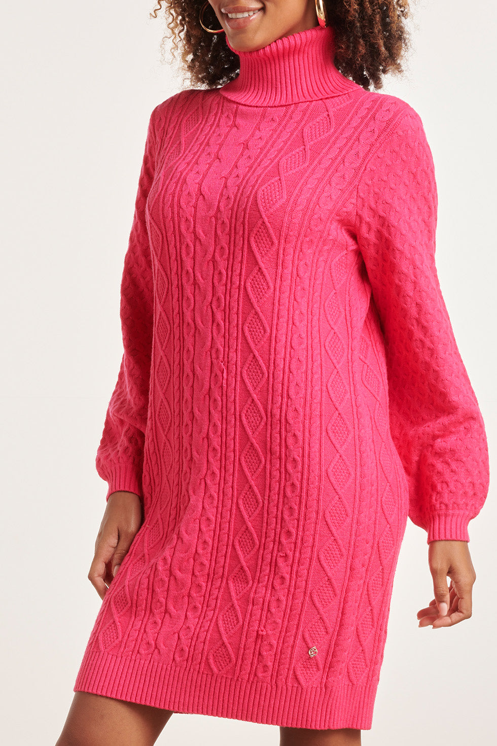 23842 Turtle Neck Jurk | Fuchsia