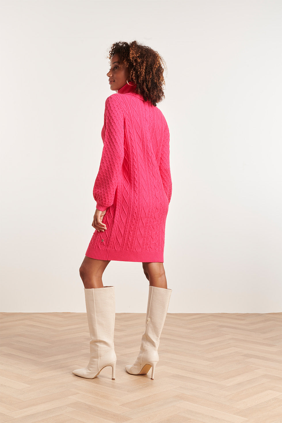 23842 Turtle Neck Jurk | Fuchsia