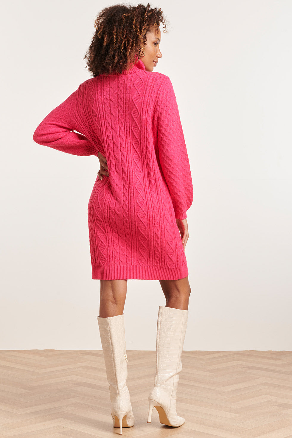 23842 Turtle Neck Jurk | Fuchsia