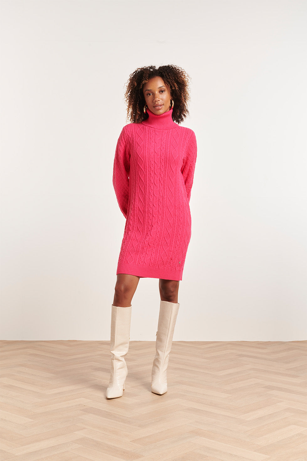 23842 Turtle Neck Jurk | Fuchsia