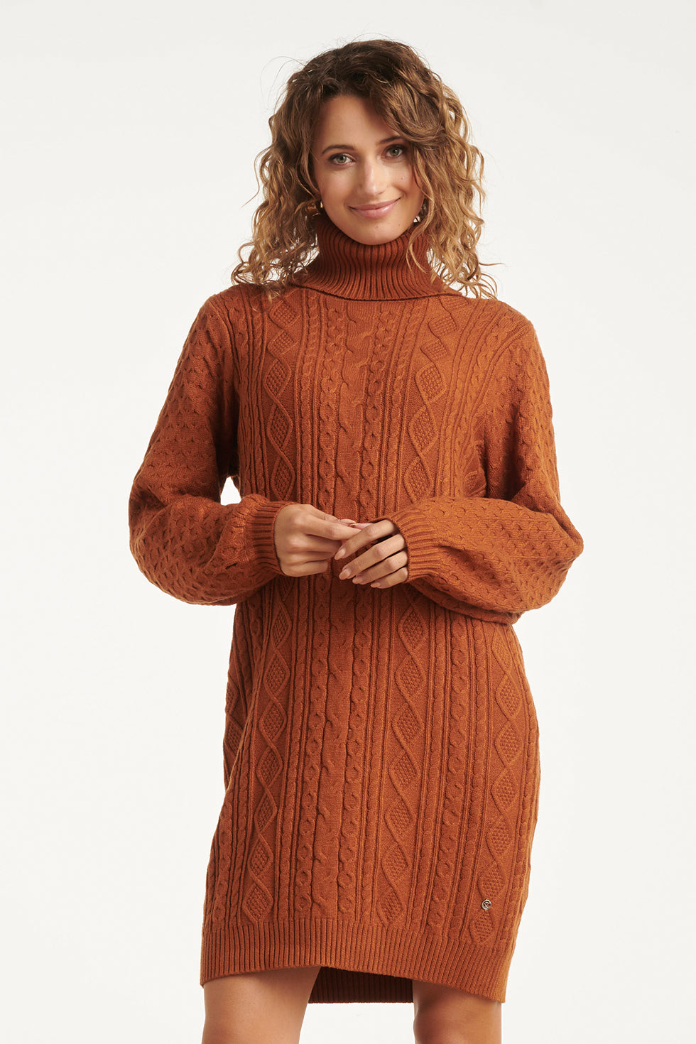 23843 E Turtle Neck Jurk | Brown