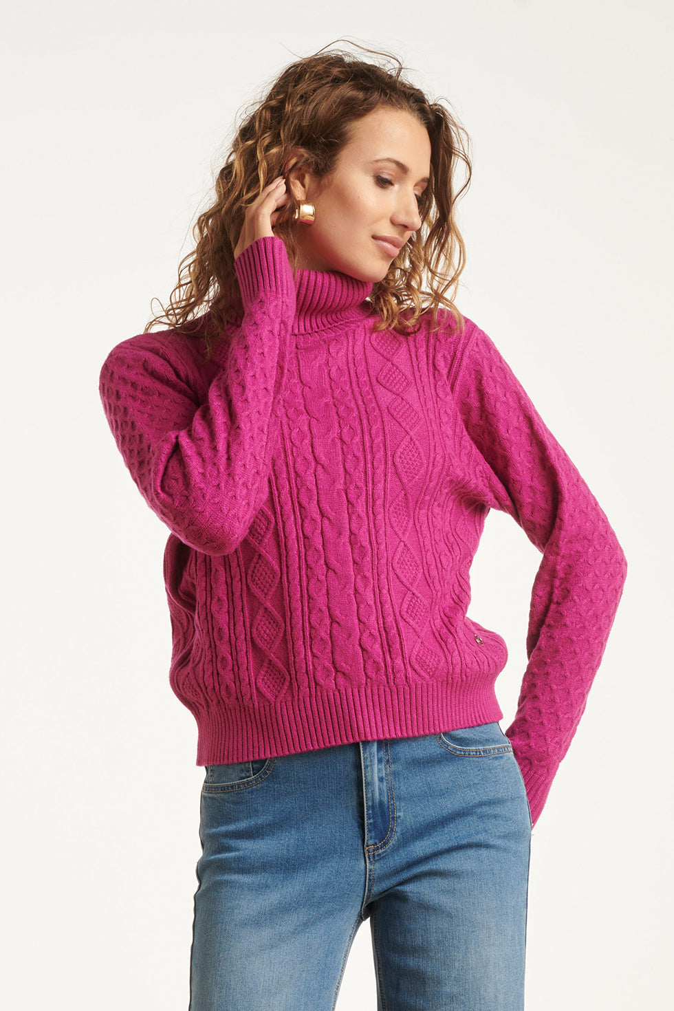 23845 Paarse Turtle Neck Top | Purple