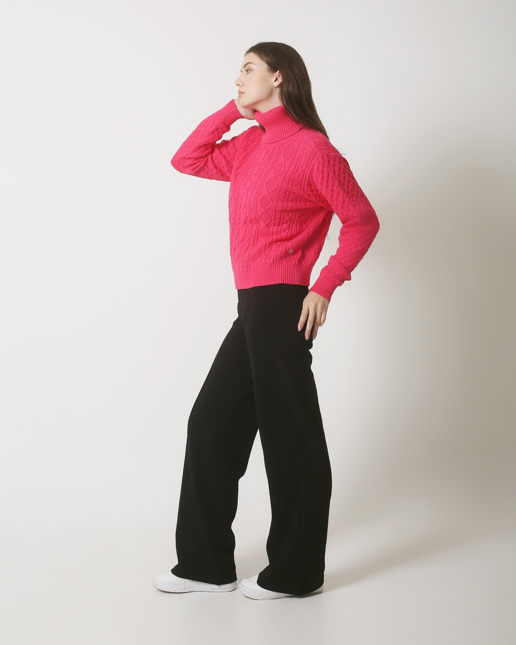 23846 Turtle Neck Top | Fuchsia