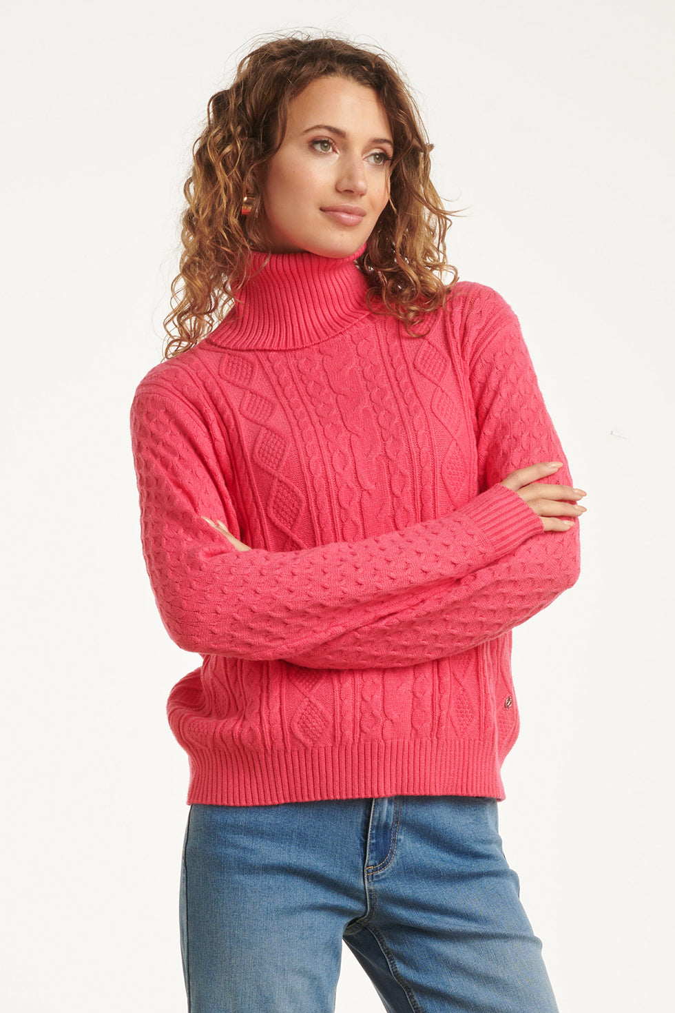 23846 Turtle Neck Top | Fuchsia