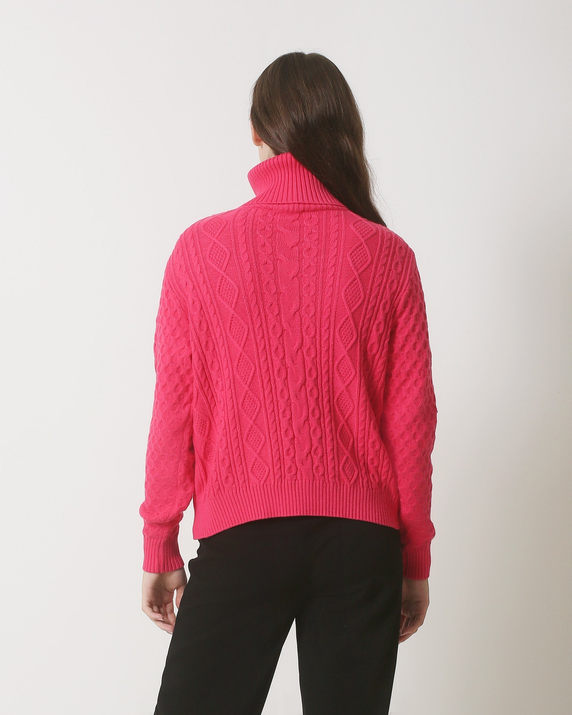 23846 Turtle Neck Top | Fuchsia