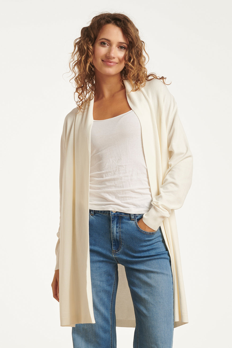 23850 Herfst/Winter Gebreid Viscose Vest | Off White