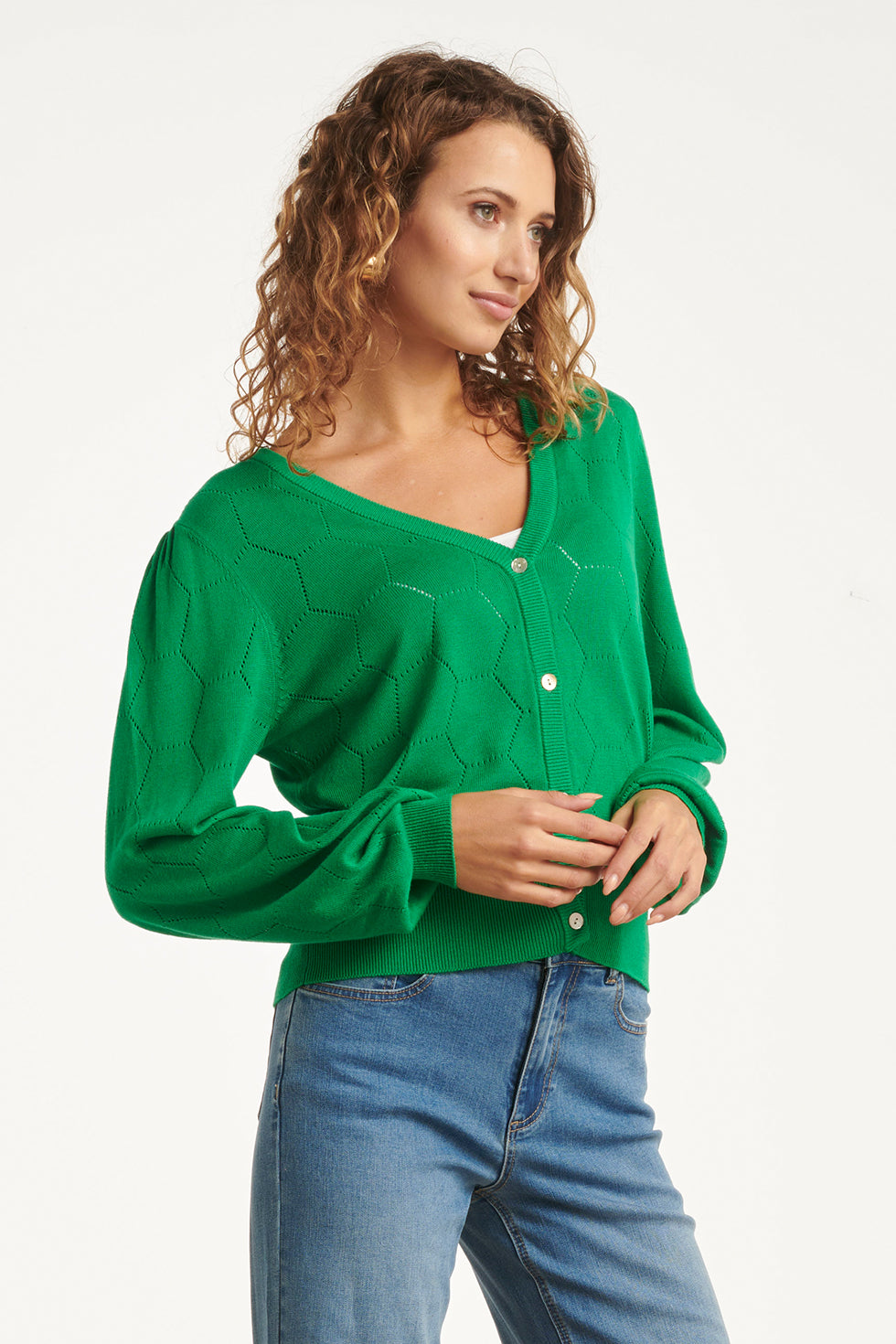 23851 Loose Fit Cardigan | Green