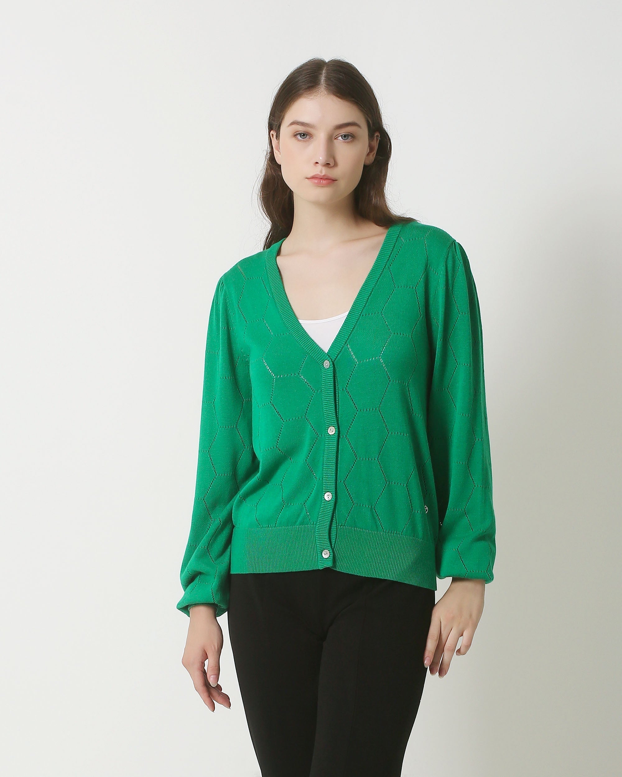 23851 Loose Fit Cardigan | Green