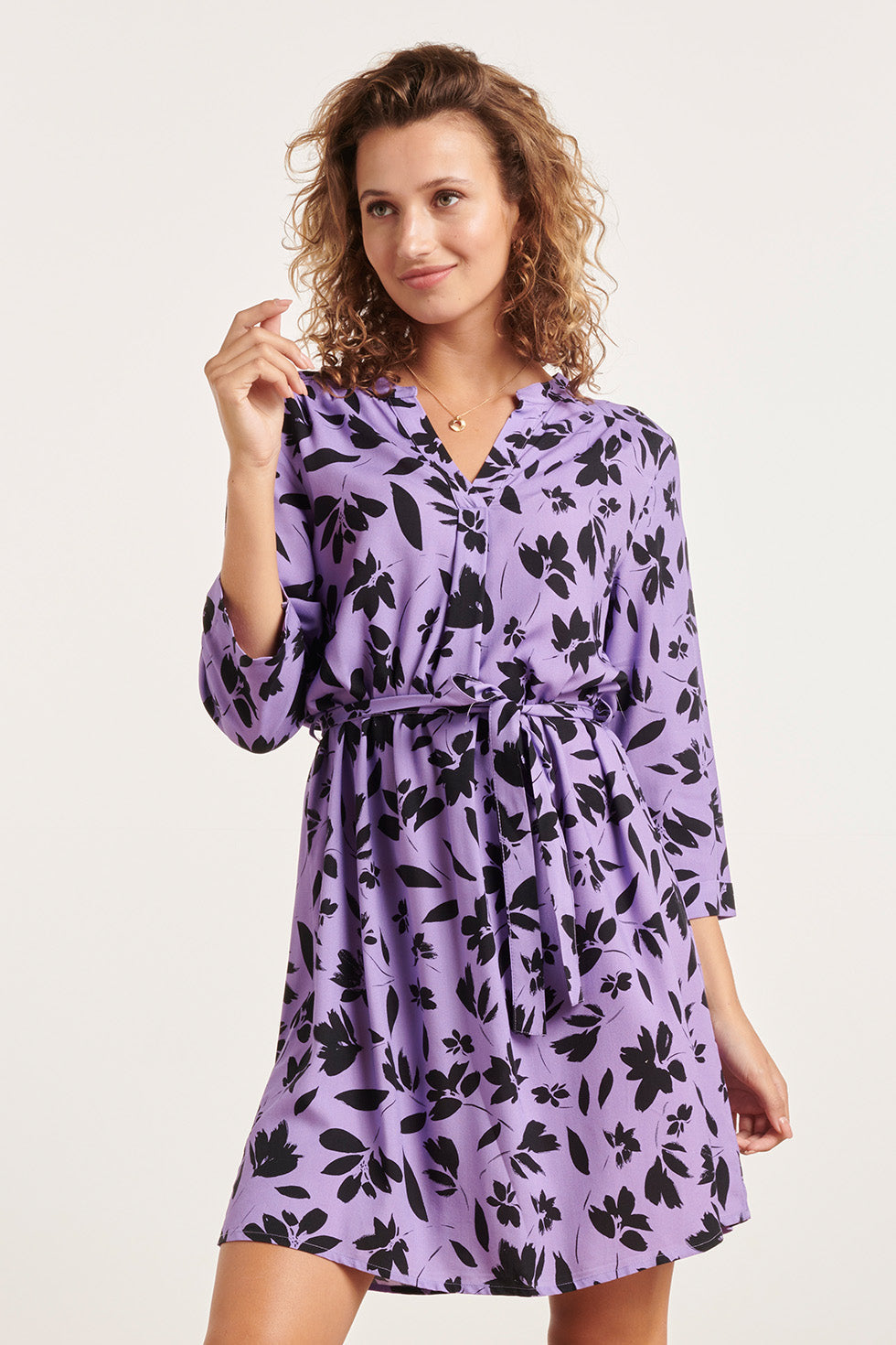 23854 Damesjurkbloemenprint | Purple