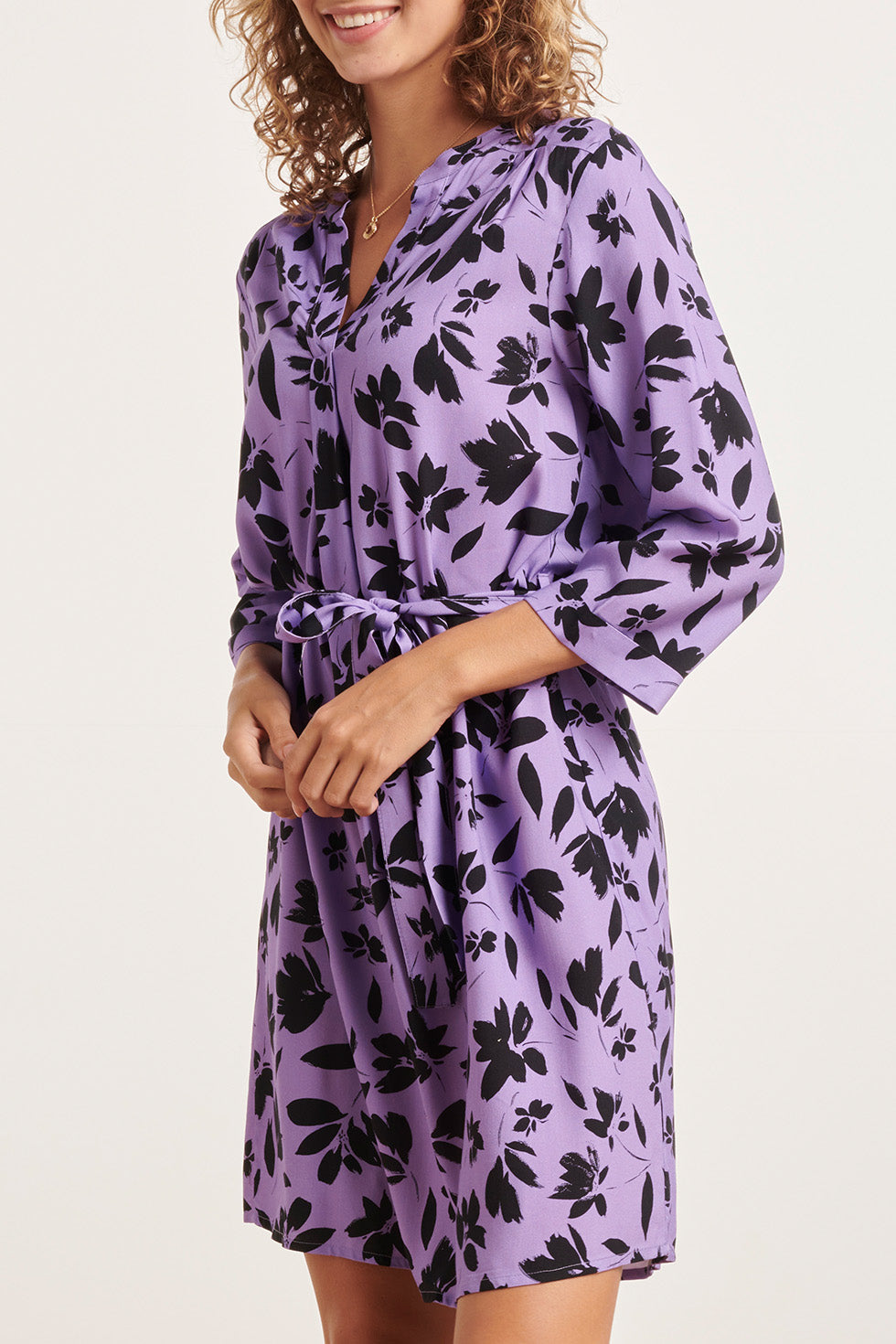 23854 Damesjurkbloemenprint | Purple