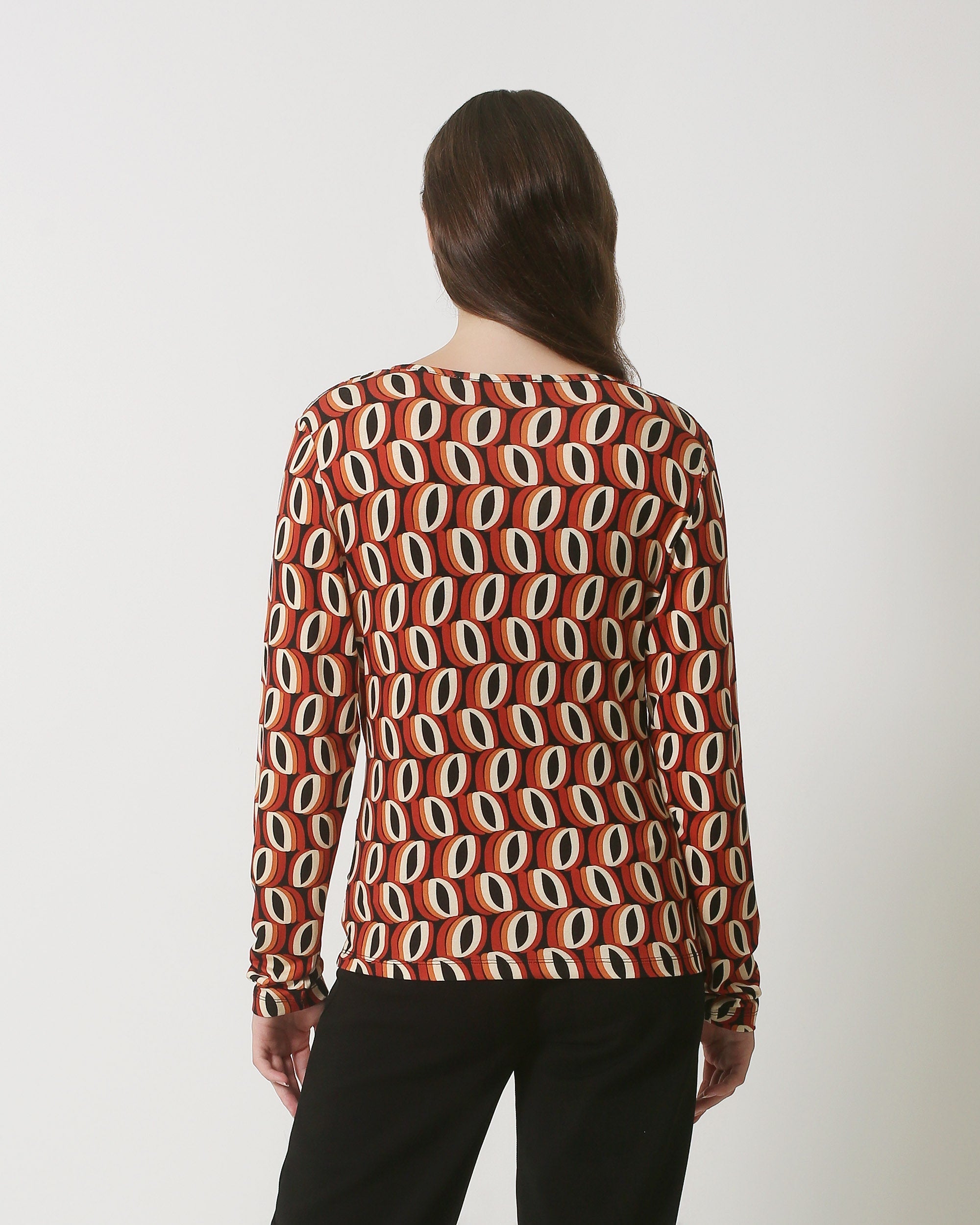 23860 Dames Top Met V-Halstribaalpatroon - | Muticolour