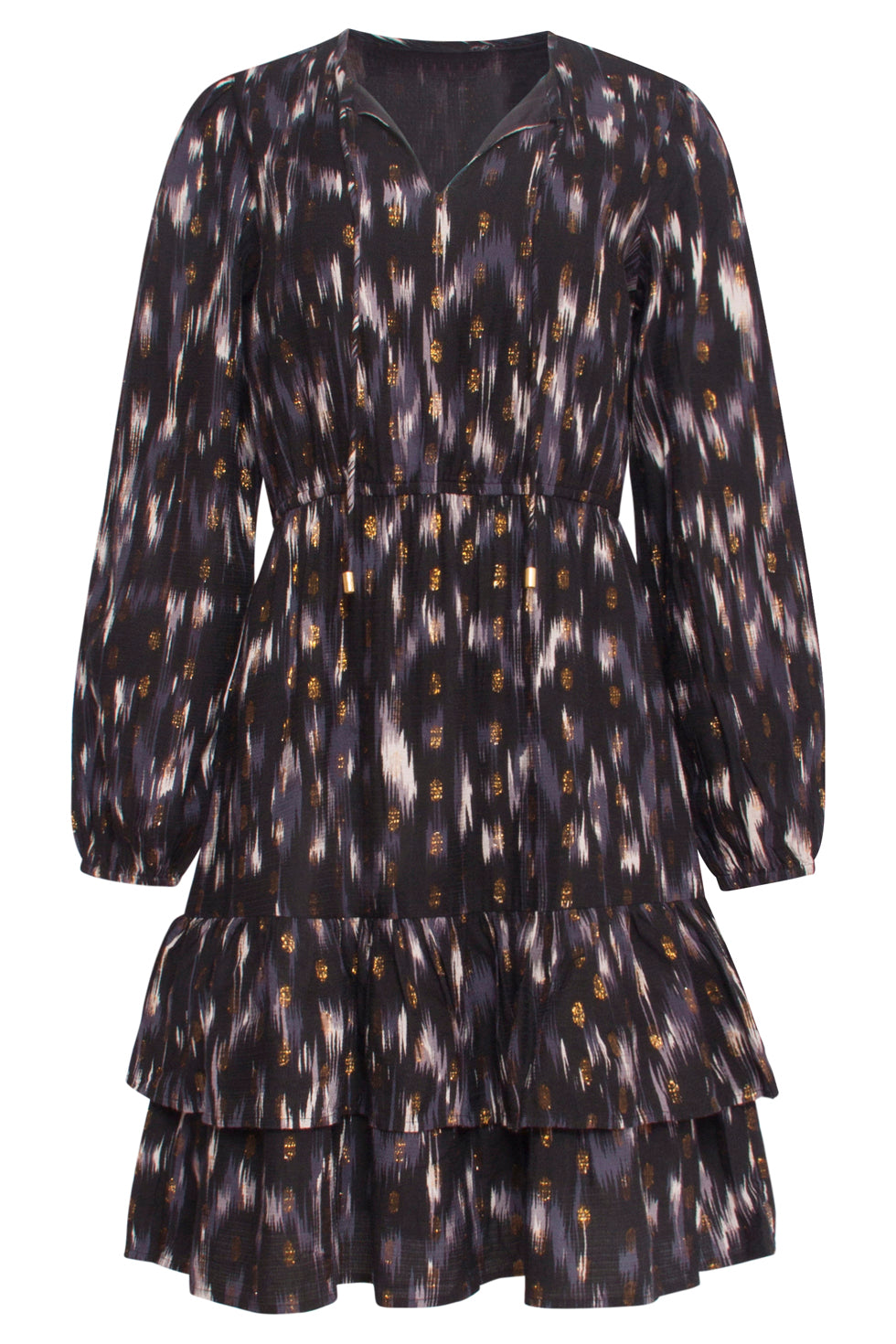 23882 Stijlvolle Jurk Met Grafische PrintLurex Draad | Navy - Black