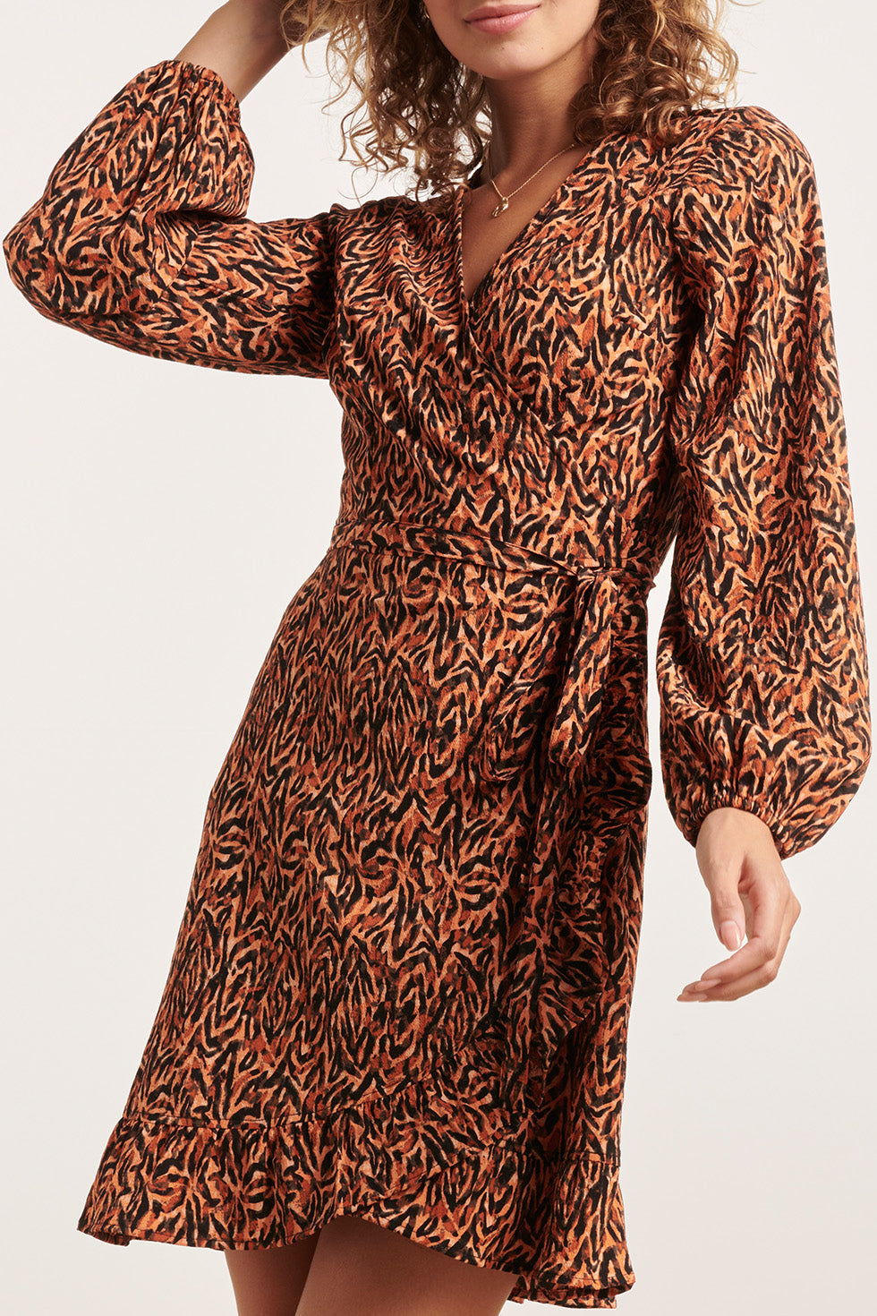 23886 HErfst/Winter Jurk Met Grafische Print e Tinten | Brown - Black
