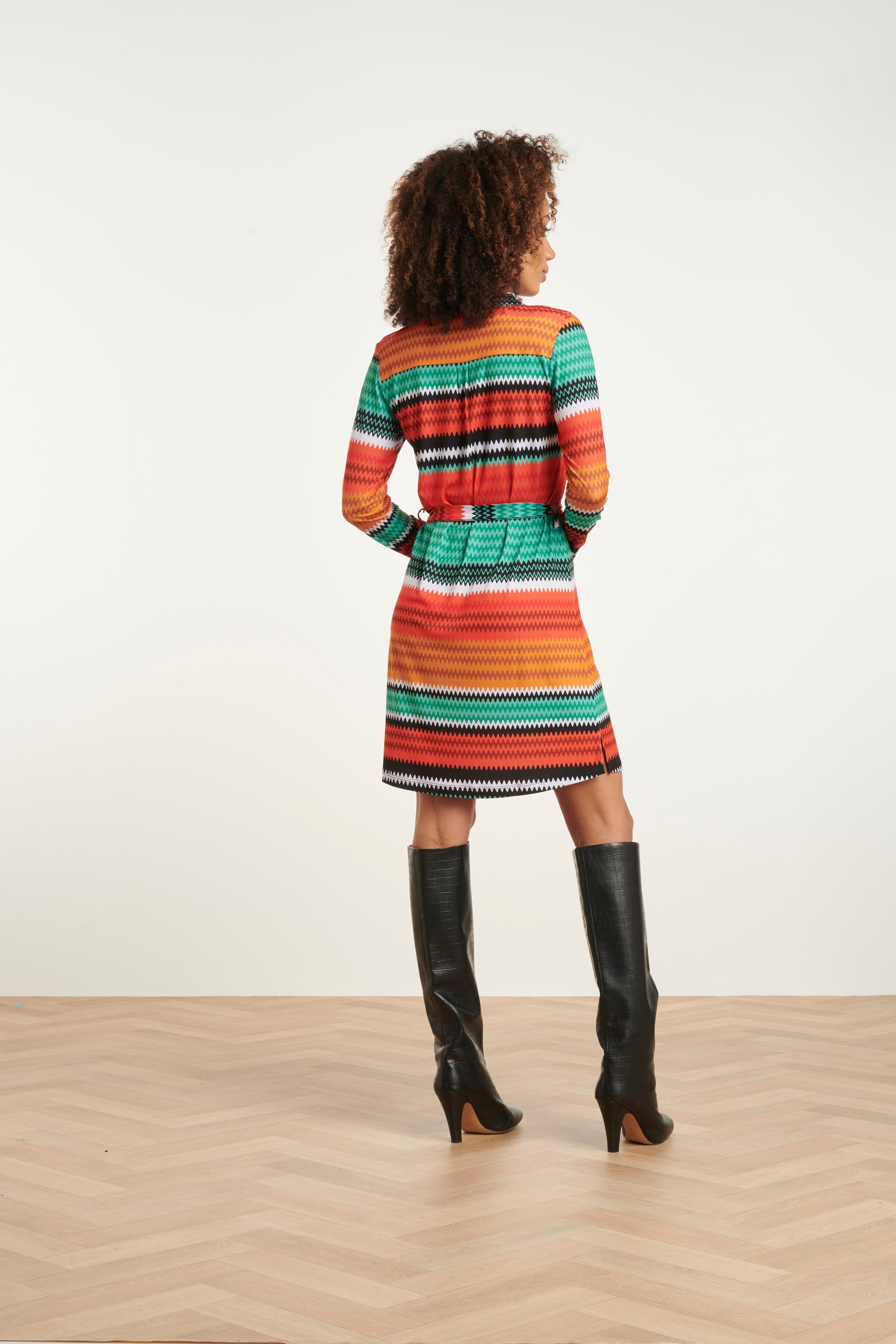 23895-250-998 Multi Zigzag Jurk | Orange - Muticolour