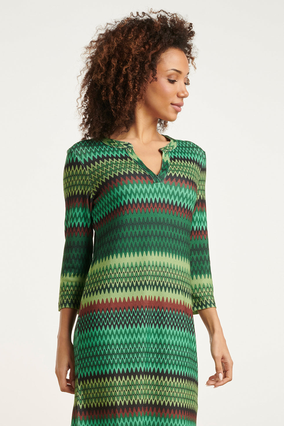 23896-530-998 Zigzag Jurk | Green - Muticolour