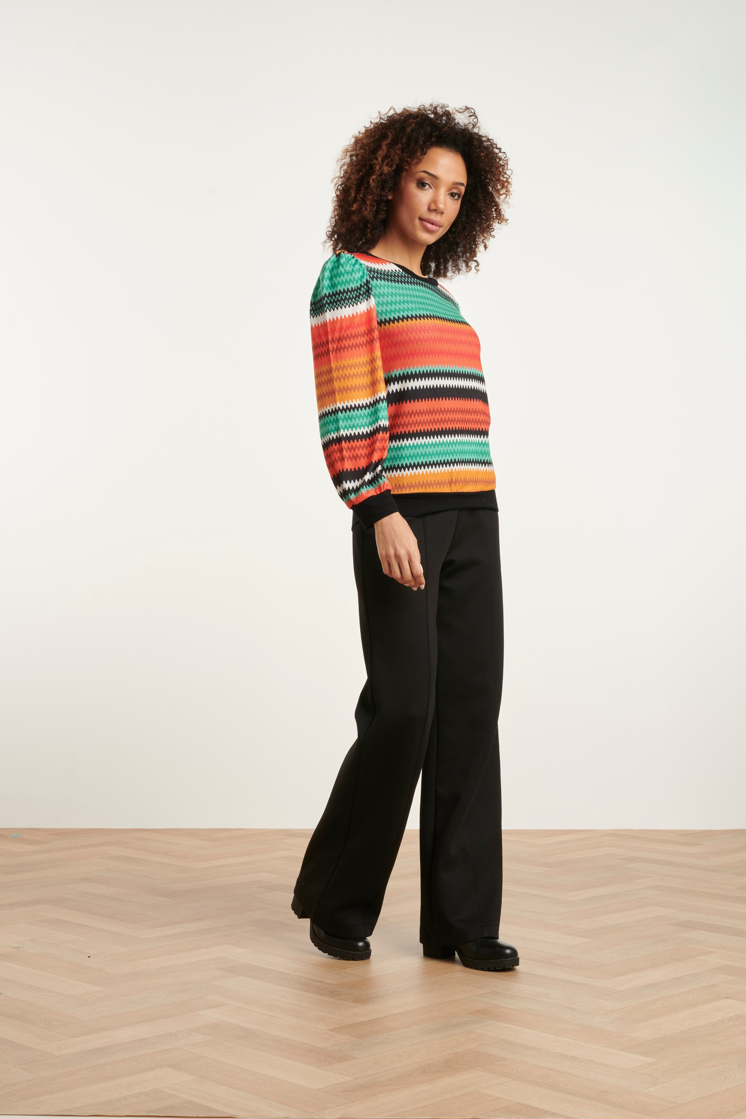 23897 Zigzag Top | Orange - Muticolour