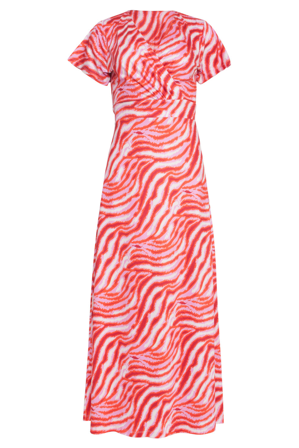 24010 Zebra Print Stretch Jurk | Pink - Red