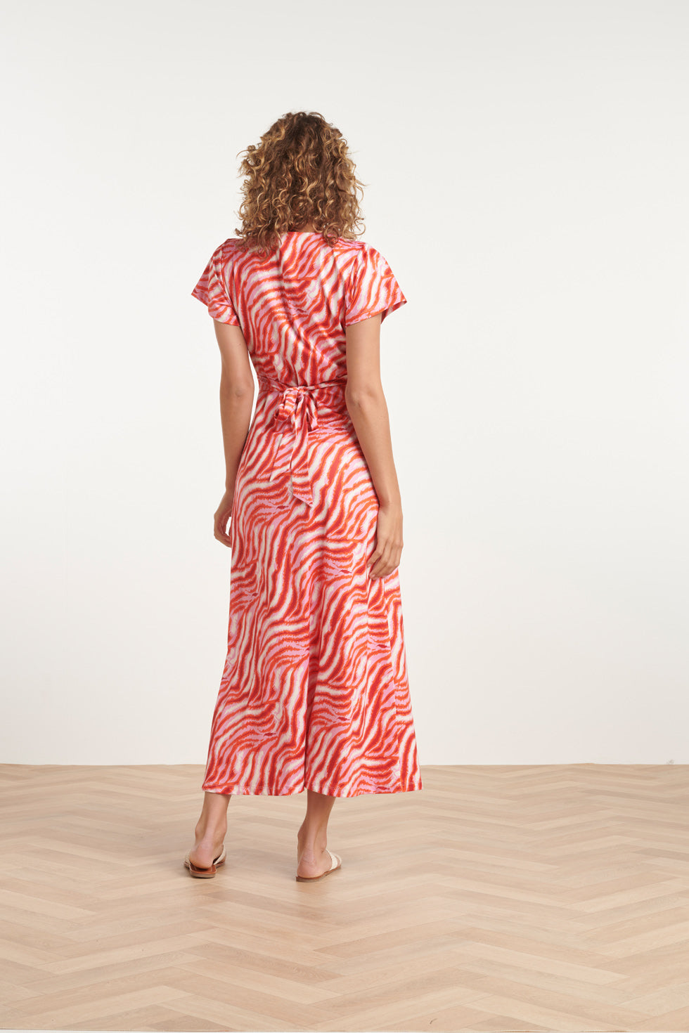 24010 Zebra Print Stretch Jurk | Pink - Red