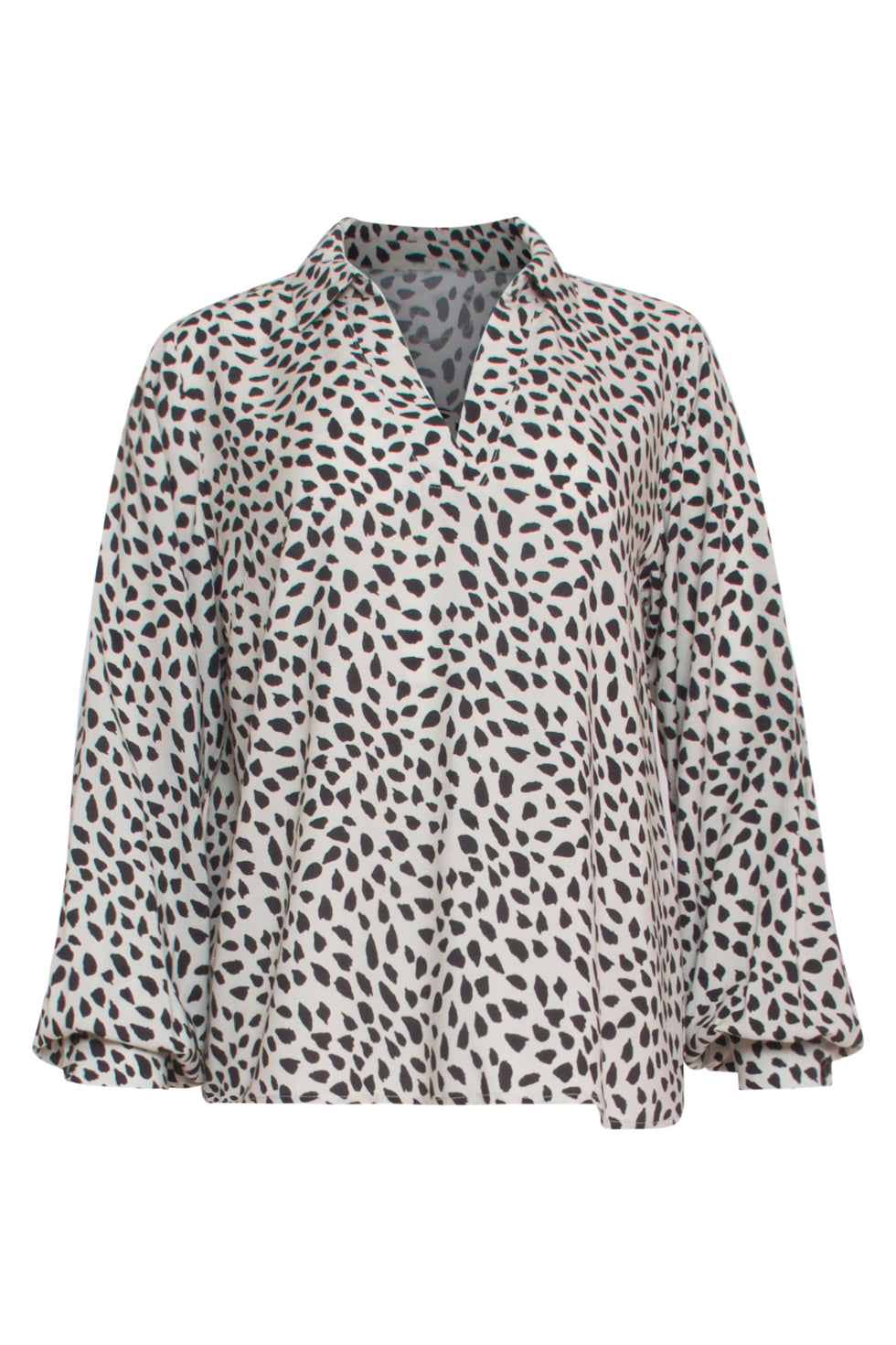 24029 V-Hals Top Met Kraag | Sand - Black