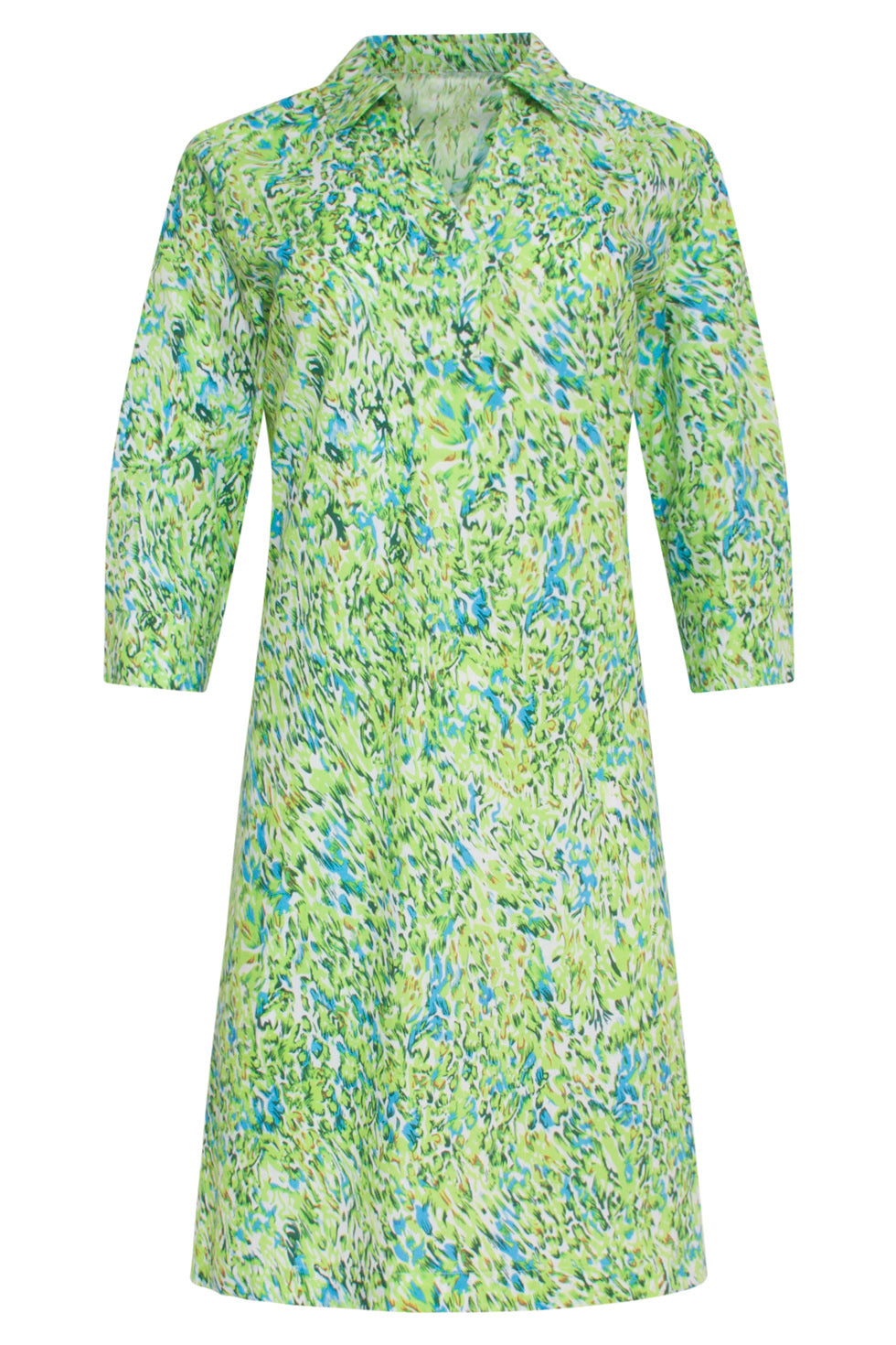 24034 Rechte Jurk Met V-Halskraaghelder | Lime - White