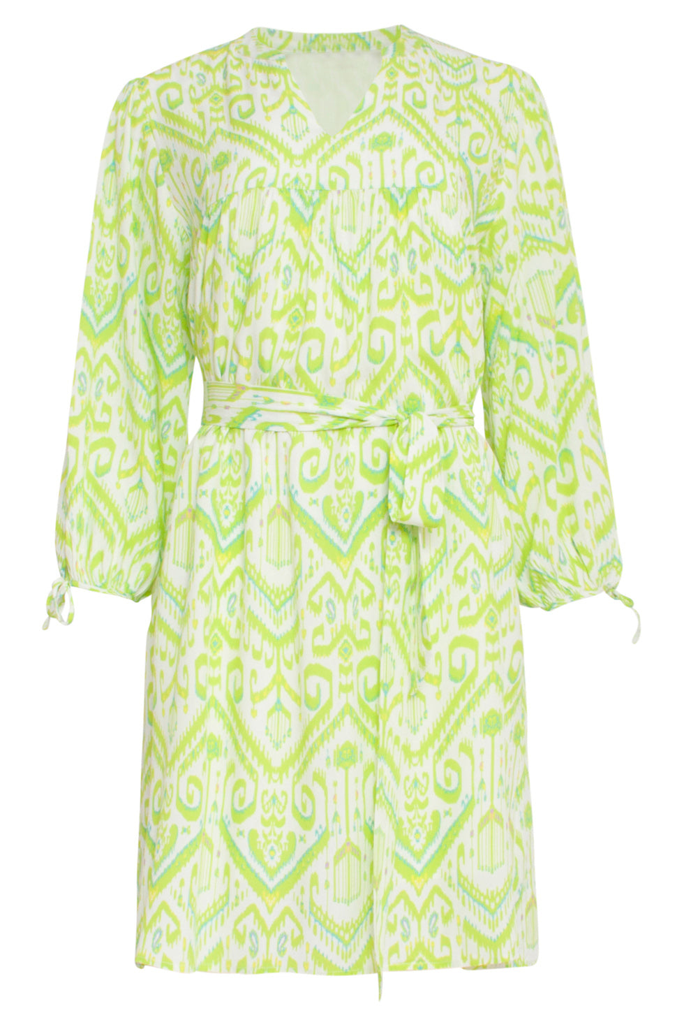 24036 Damesmode: Korte Lime Jurk | White - Lime
