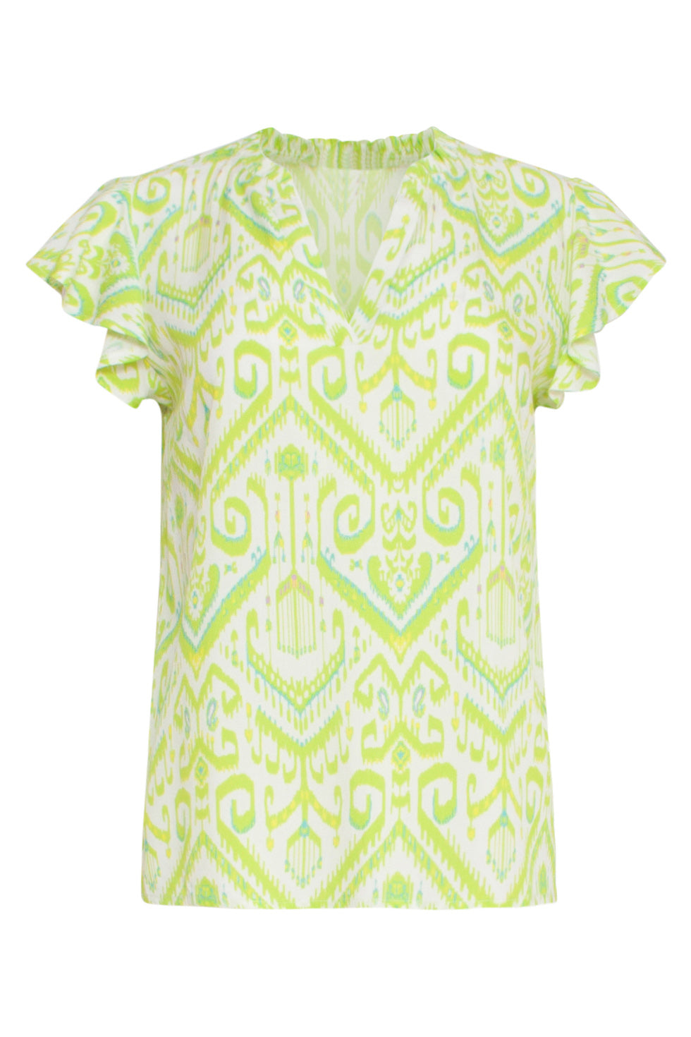 24037 Flowy Lime Zomertop | White-Lime